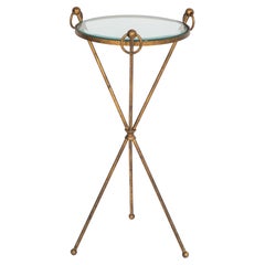 Tripod Table Candlestand of Gillded Iron in the Style of Jean-Michel Frank