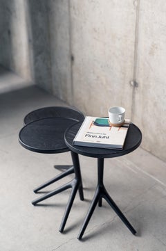 Tripod Table in Charcoal Stained Ash Wood - Accent Nesting Table for Living Room