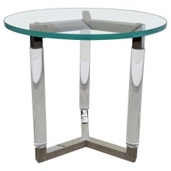 Tripod Table in Lucite and Polished Nickel by Charles Hollis Jones
