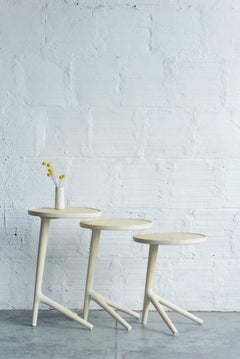 Tripod Table in White Ash Wood, End Table by Fernweh Woodworking