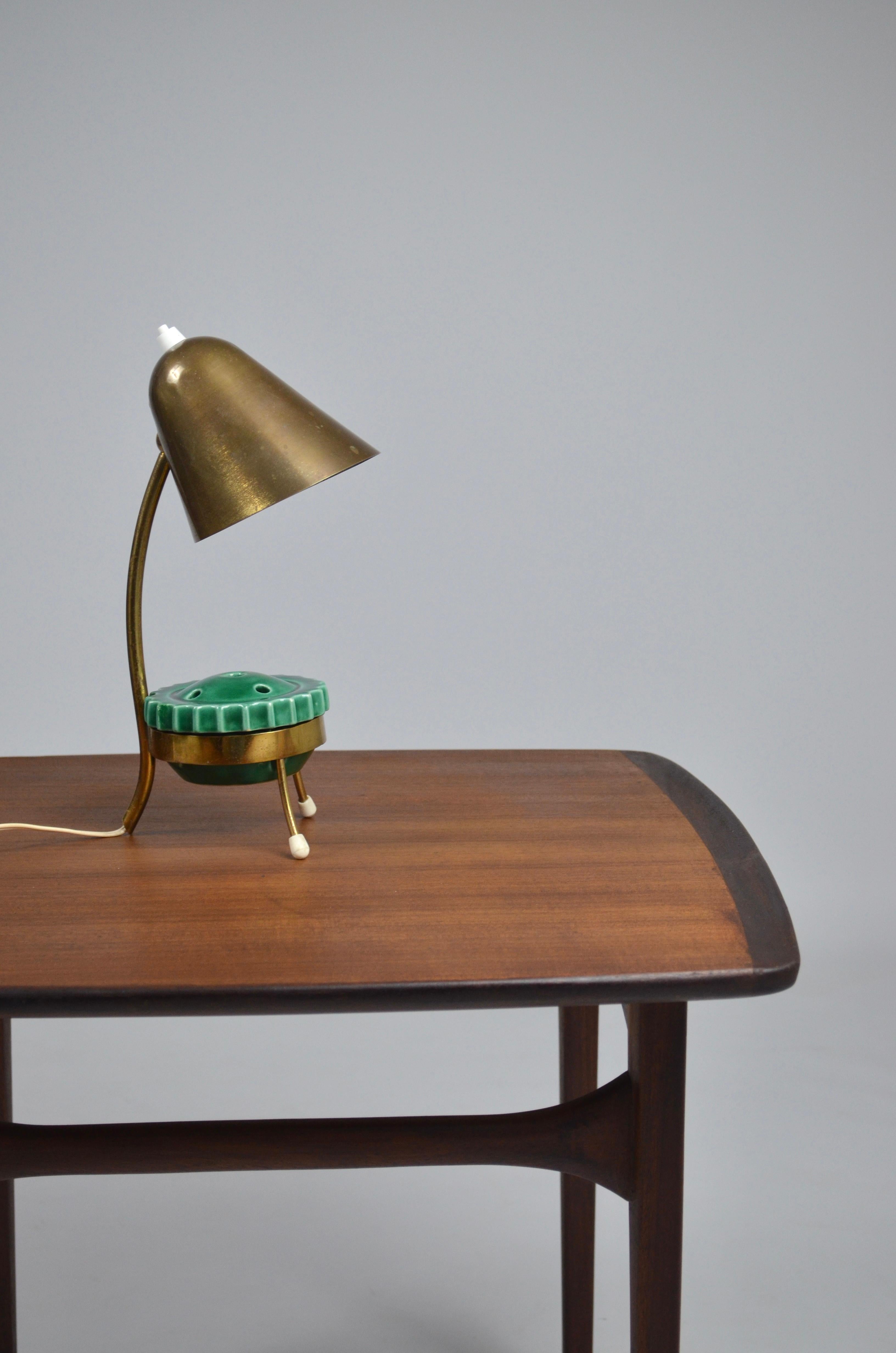 Lámpara de mesa trípode de Jacques Biny, Años 50, Francia en venta 10