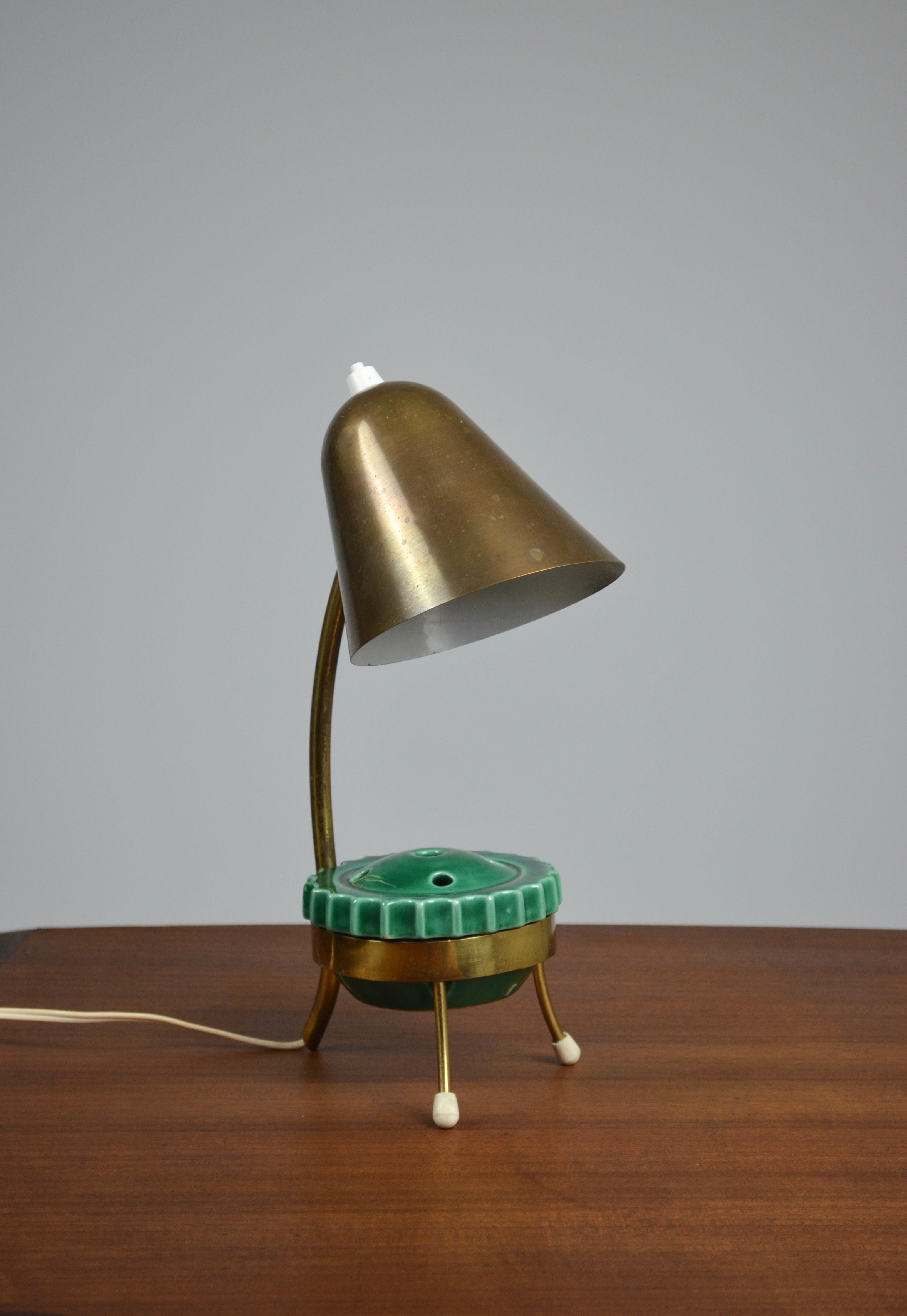 Lámpara de mesa trípode de Jacques Biny, Años 50, Francia Metal en venta