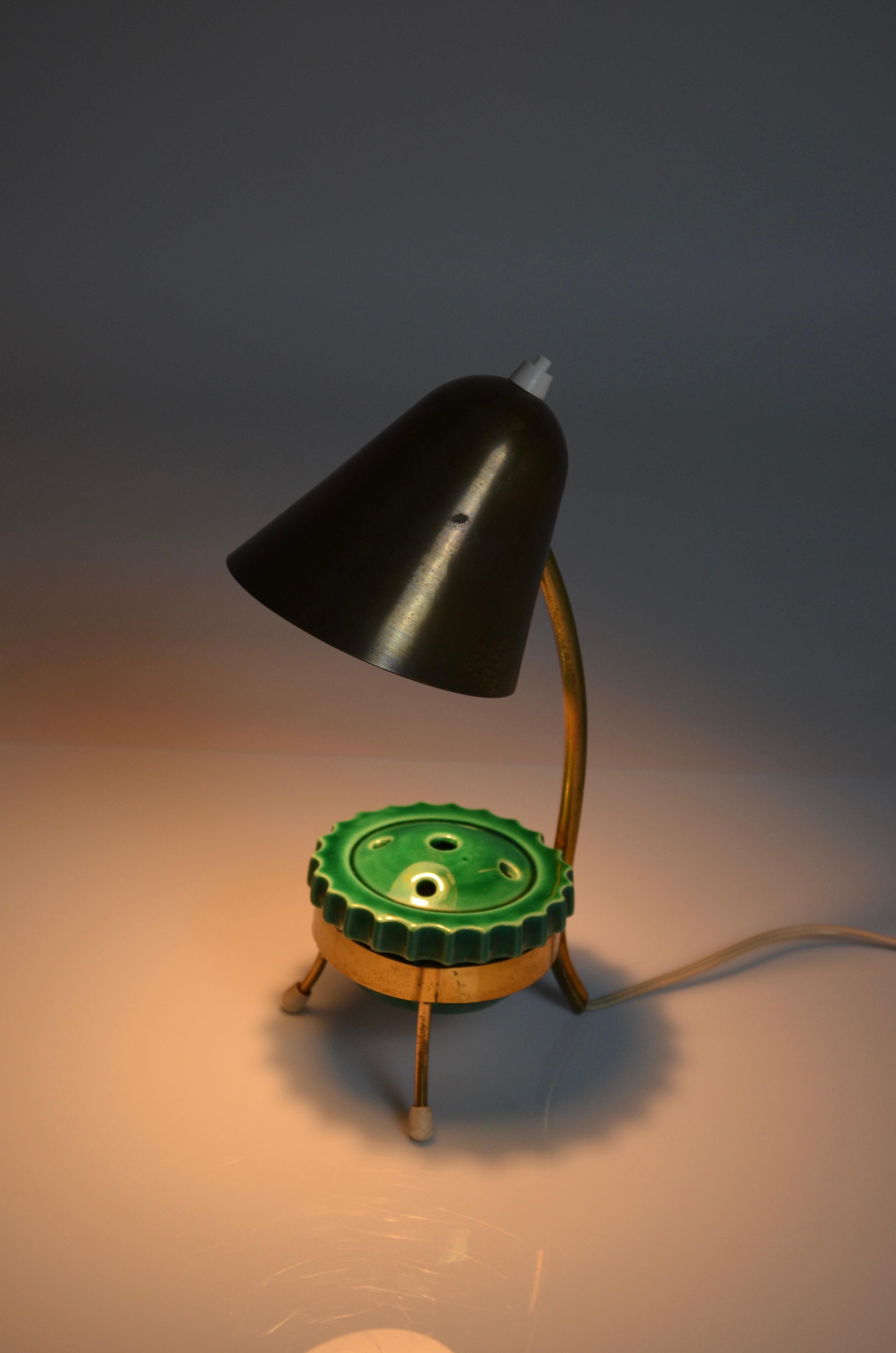 Lámpara de mesa trípode de Jacques Biny, Años 50, Francia en venta 1