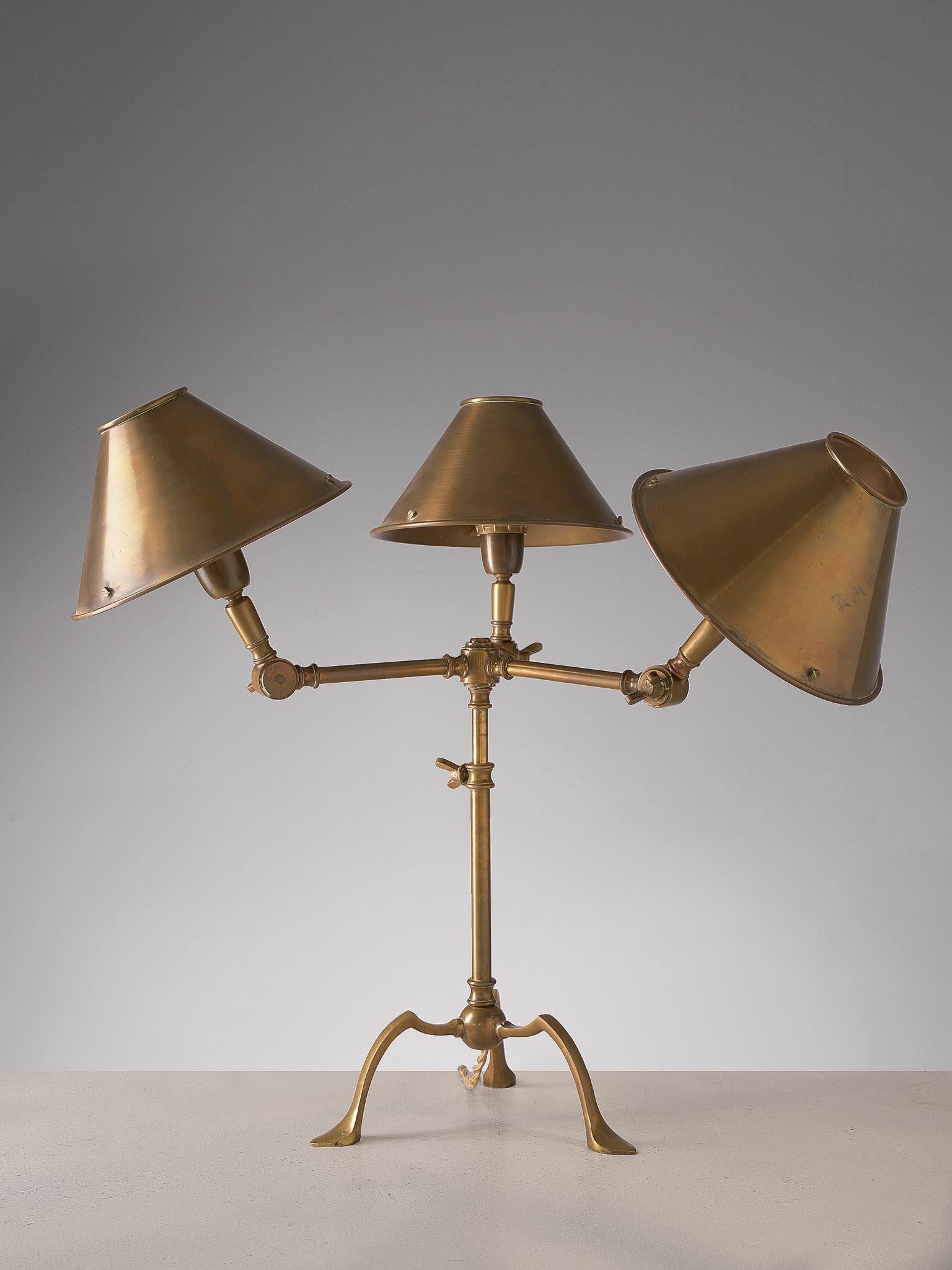 Tripod Table Lamp in Brass, Italy 1