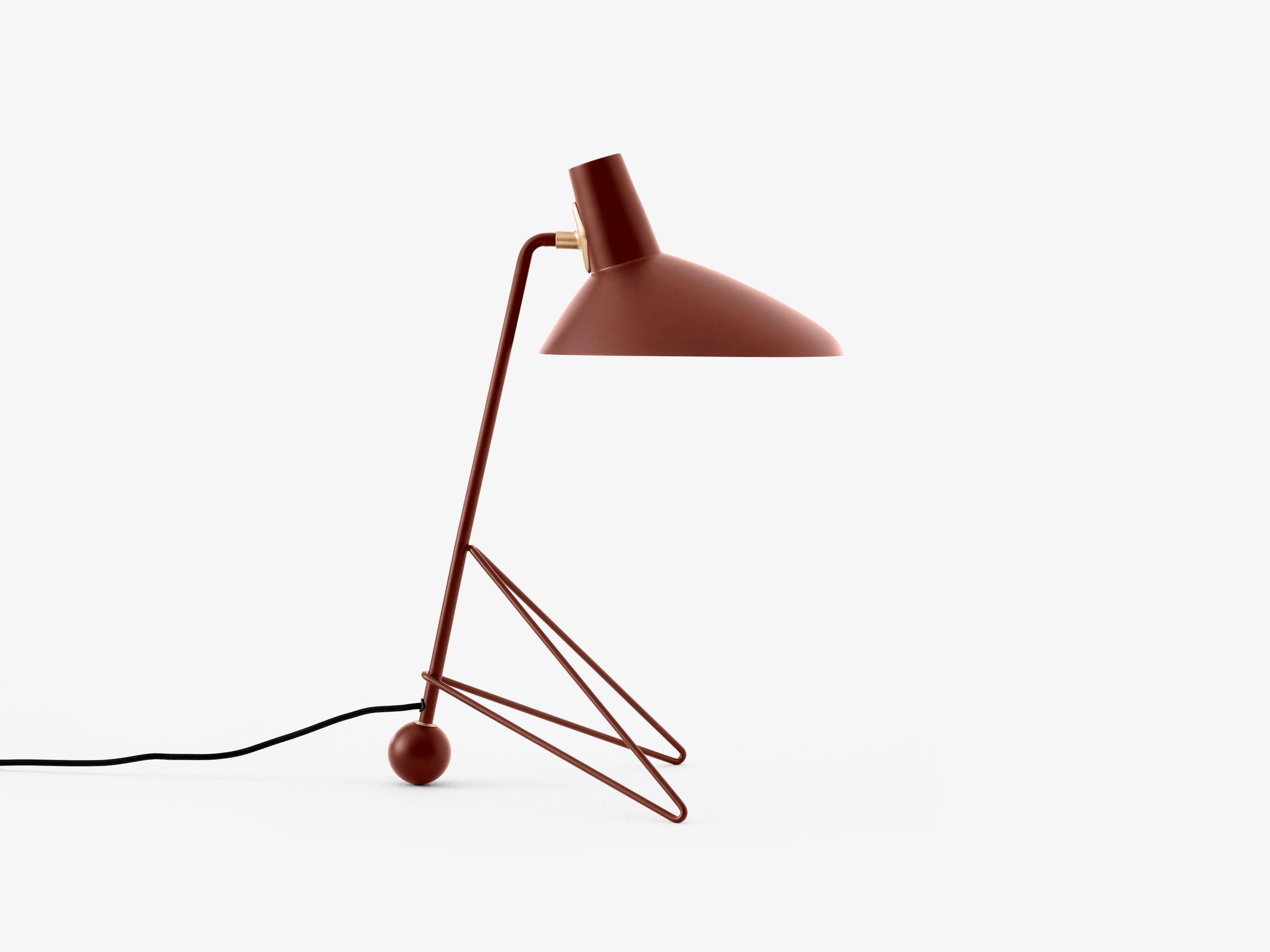 Metal Tripod Table Lamp, Maroon by Hvidt & Mølgaard for & Tradition For Sale
