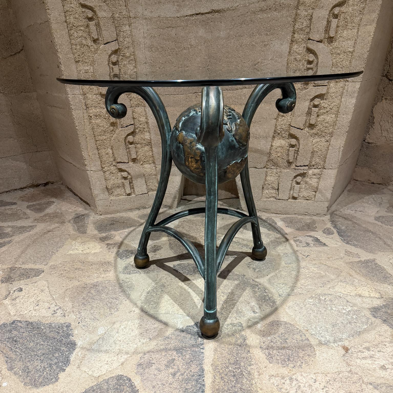 Mid-Century Modern Vintage Tripod Globe Table Patinated Bronze signed For Sale