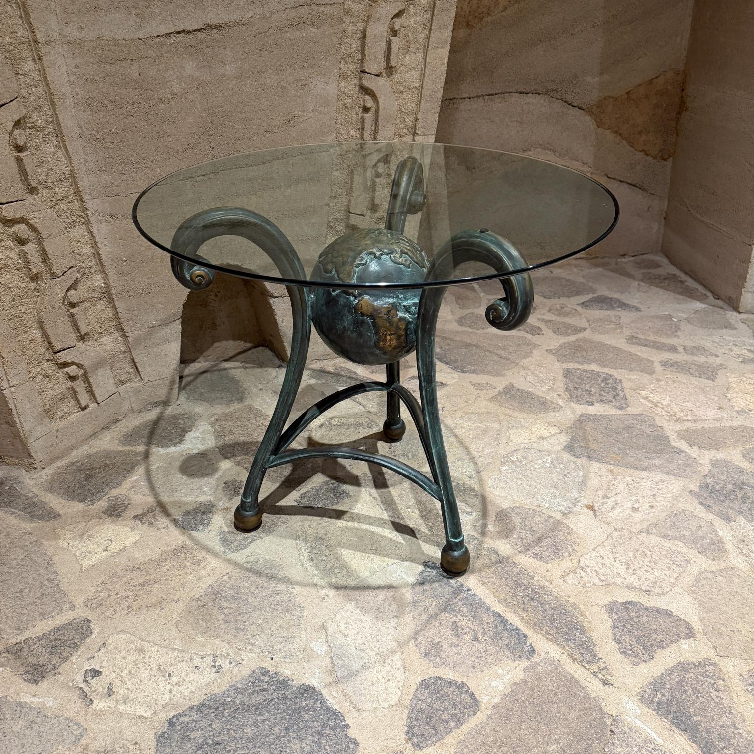 20th Century Vintage Tripod Globe Table Patinated Bronze signed For Sale