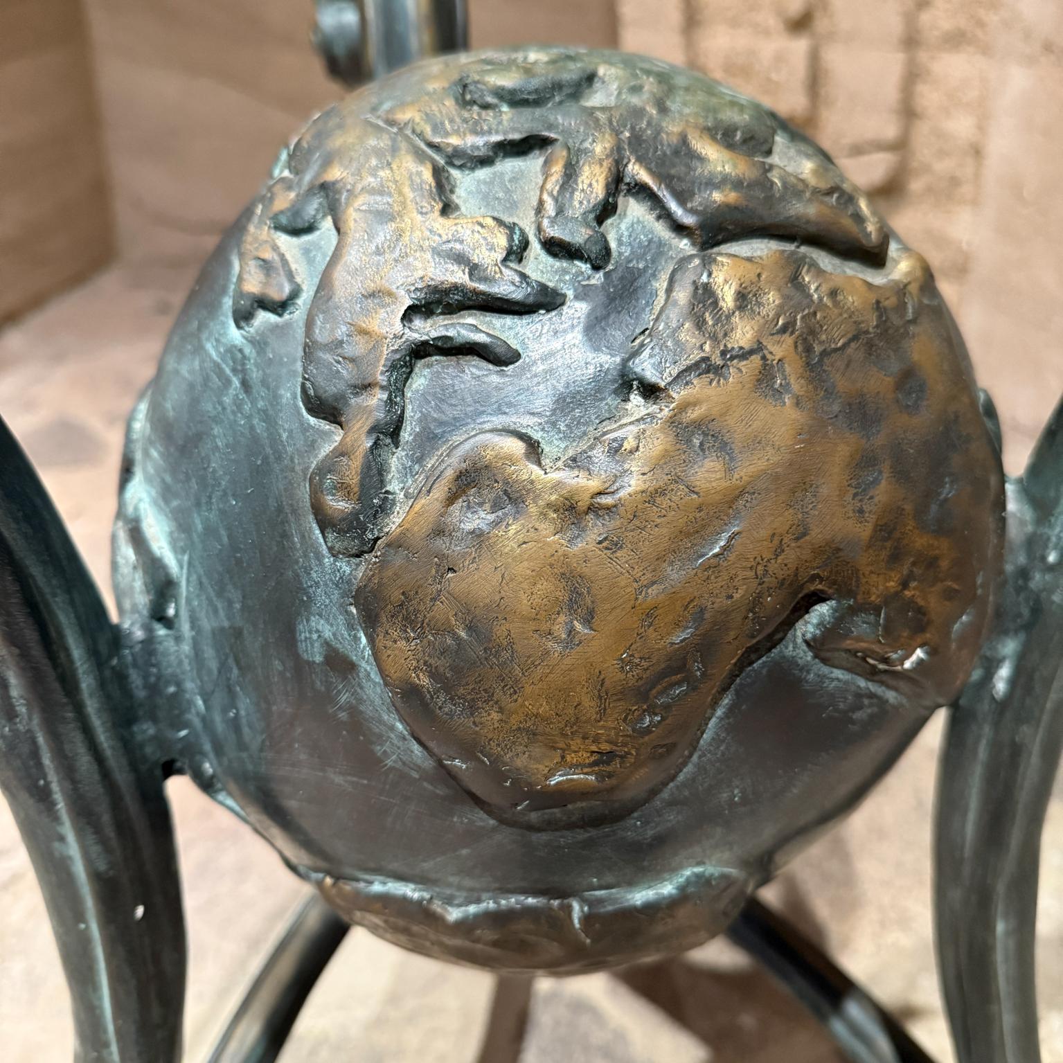 Vintage Tripod Globe Table Patinated Bronze signed For Sale 2