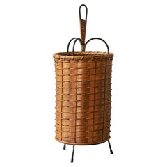 Tripod Umbrella Stand in Rattan und Metall 1960s