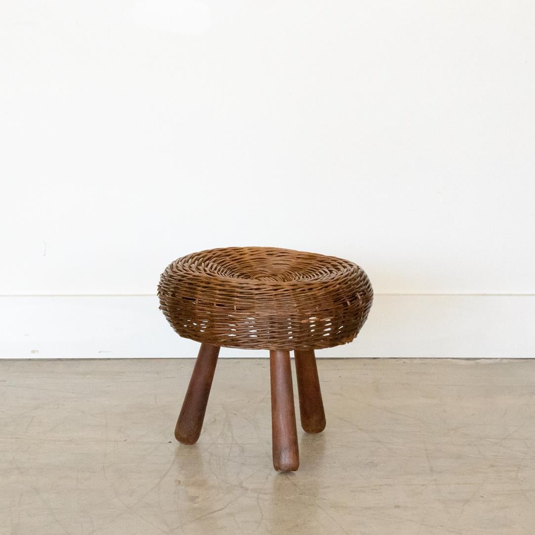 North American Tripod Wicker Stool by Tony Paul