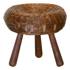 Tripod Wicker Stool by Tony Paul