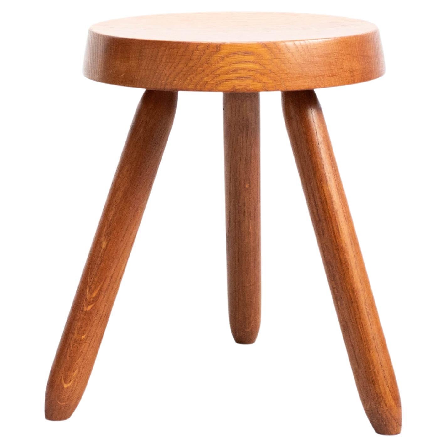 Tripod Wood Stool in the Style of Charlotte Perriand