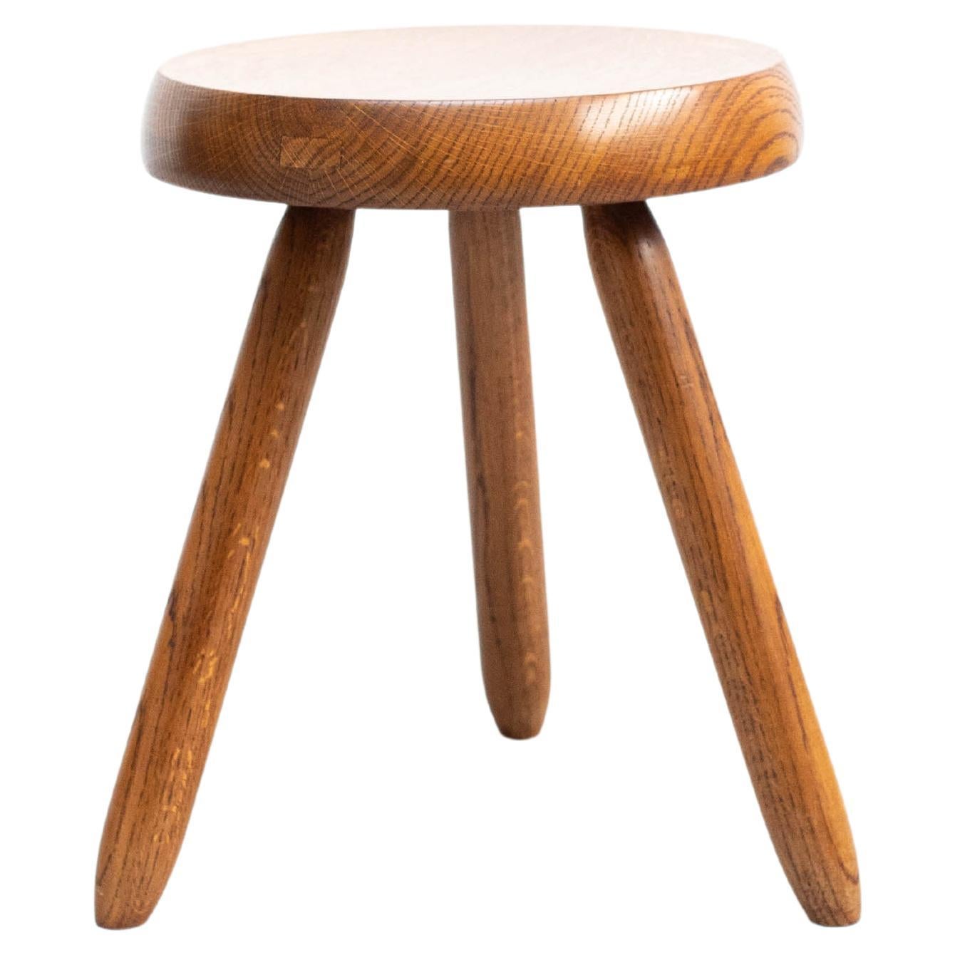 Tripod Wood Stool in the Style of Charlotte Perriand