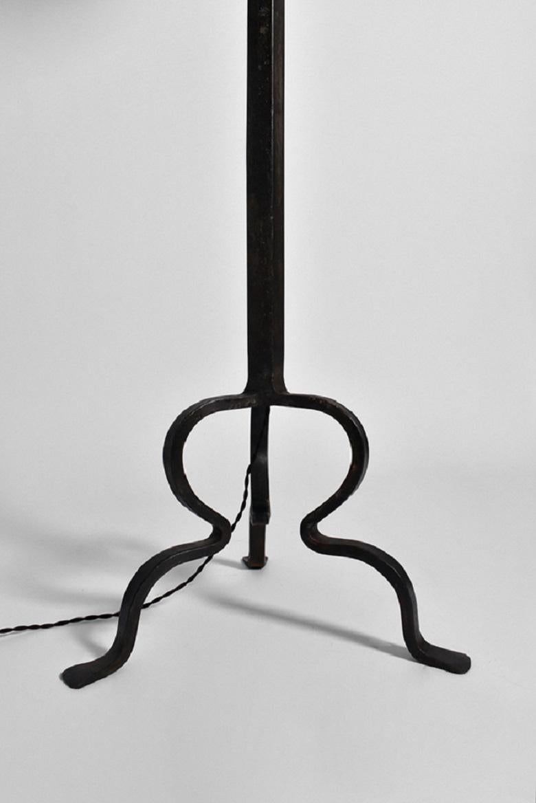 French Tripod wrought iron floor lamp, 1960s
