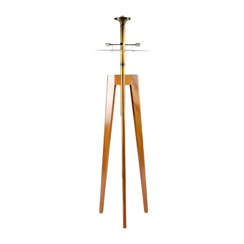 Tripodal Walnut Floor Lamp by Thierry Despont For Sale