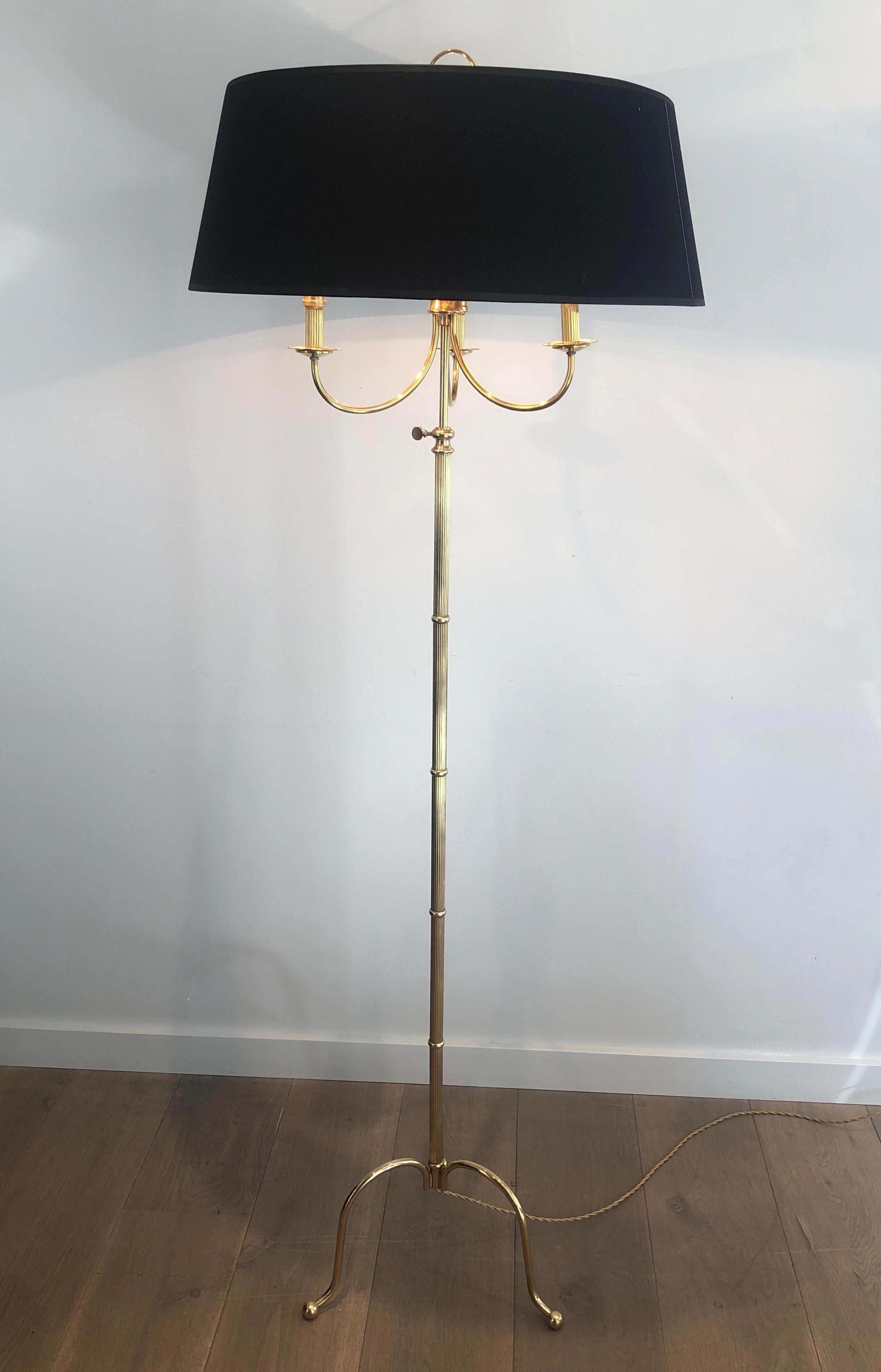 Tripode Brass Floor Lamp with 3 Arms, French Work by Maison Jansen For Sale 7