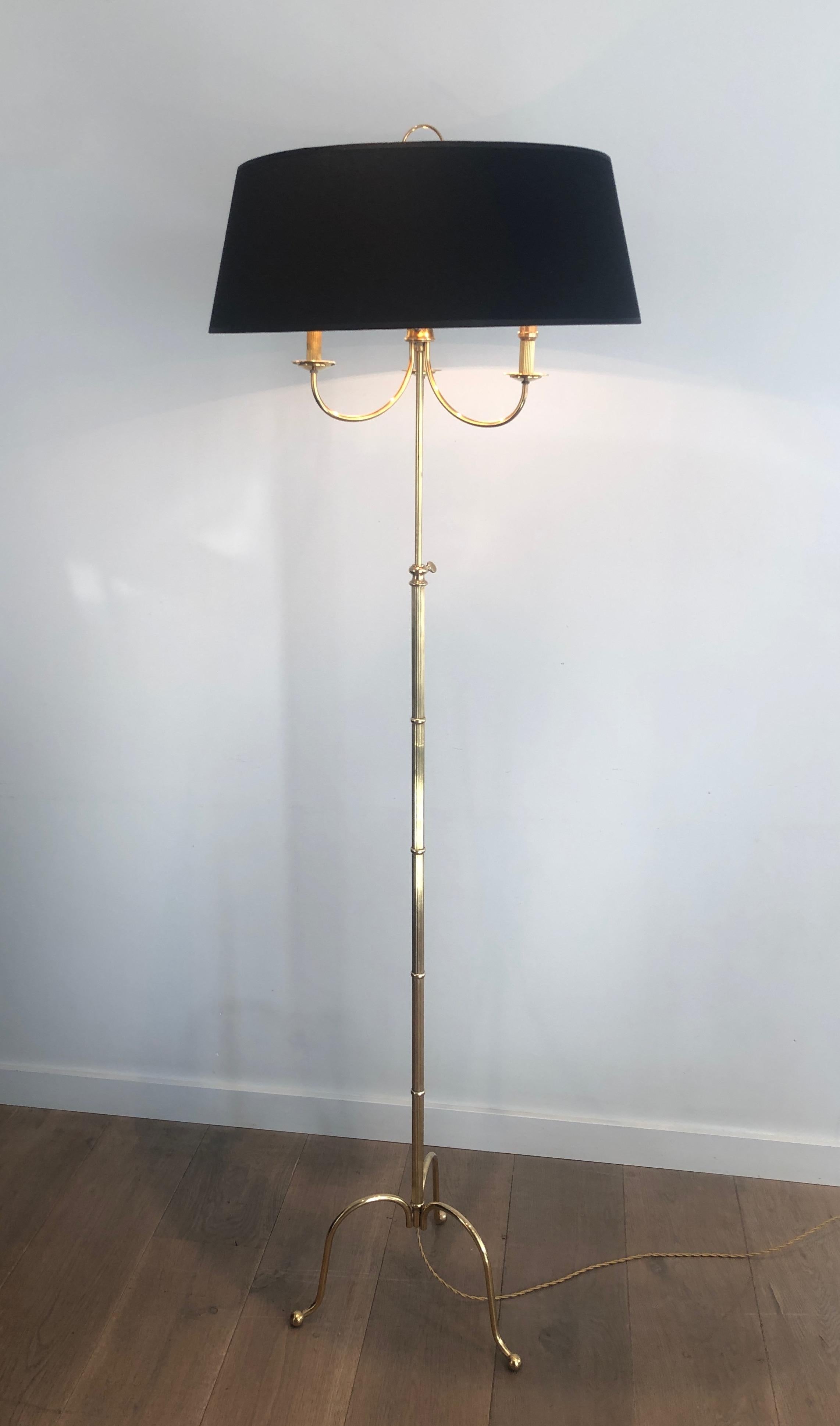 Tripode Brass Floor Lamp with 3 Arms, French Work by Maison Jansen For Sale 8