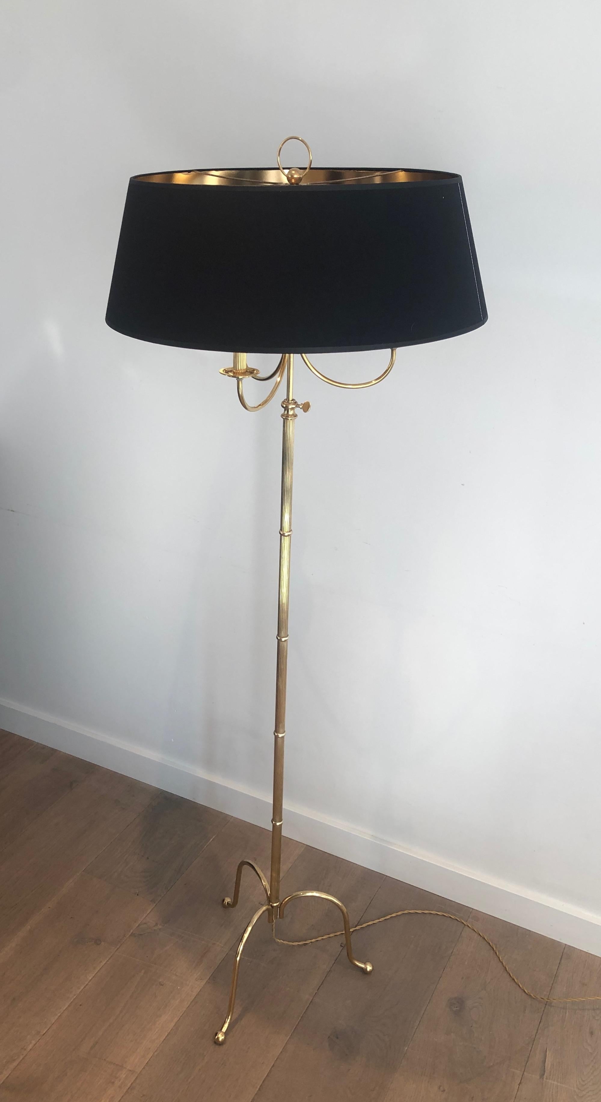 Tripode Brass Floor Lamp with 3 Arms, French Work by Maison Jansen For Sale 9
