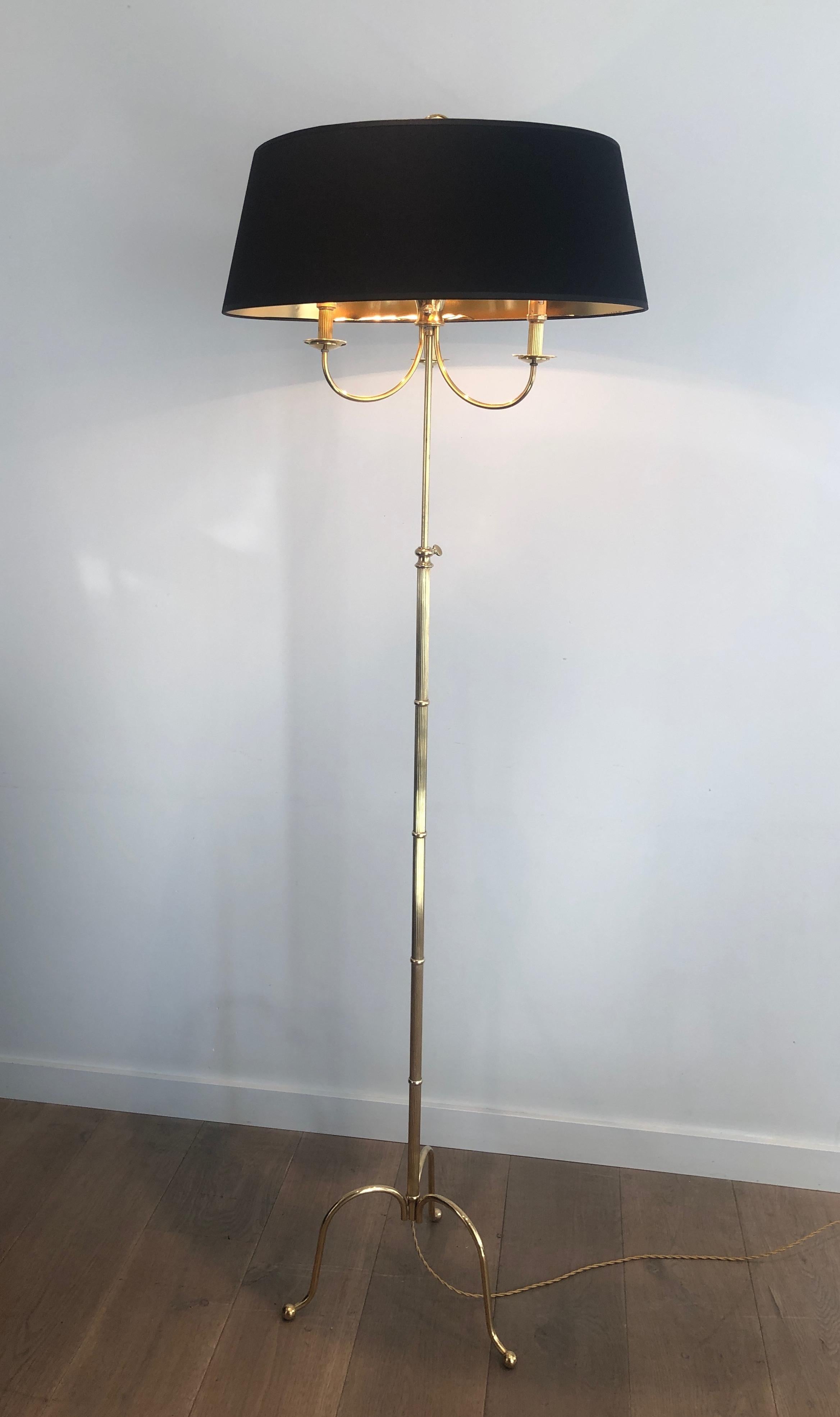 Tripode Brass Floor Lamp with 3 Arms, French Work by Maison Jansen For Sale 10