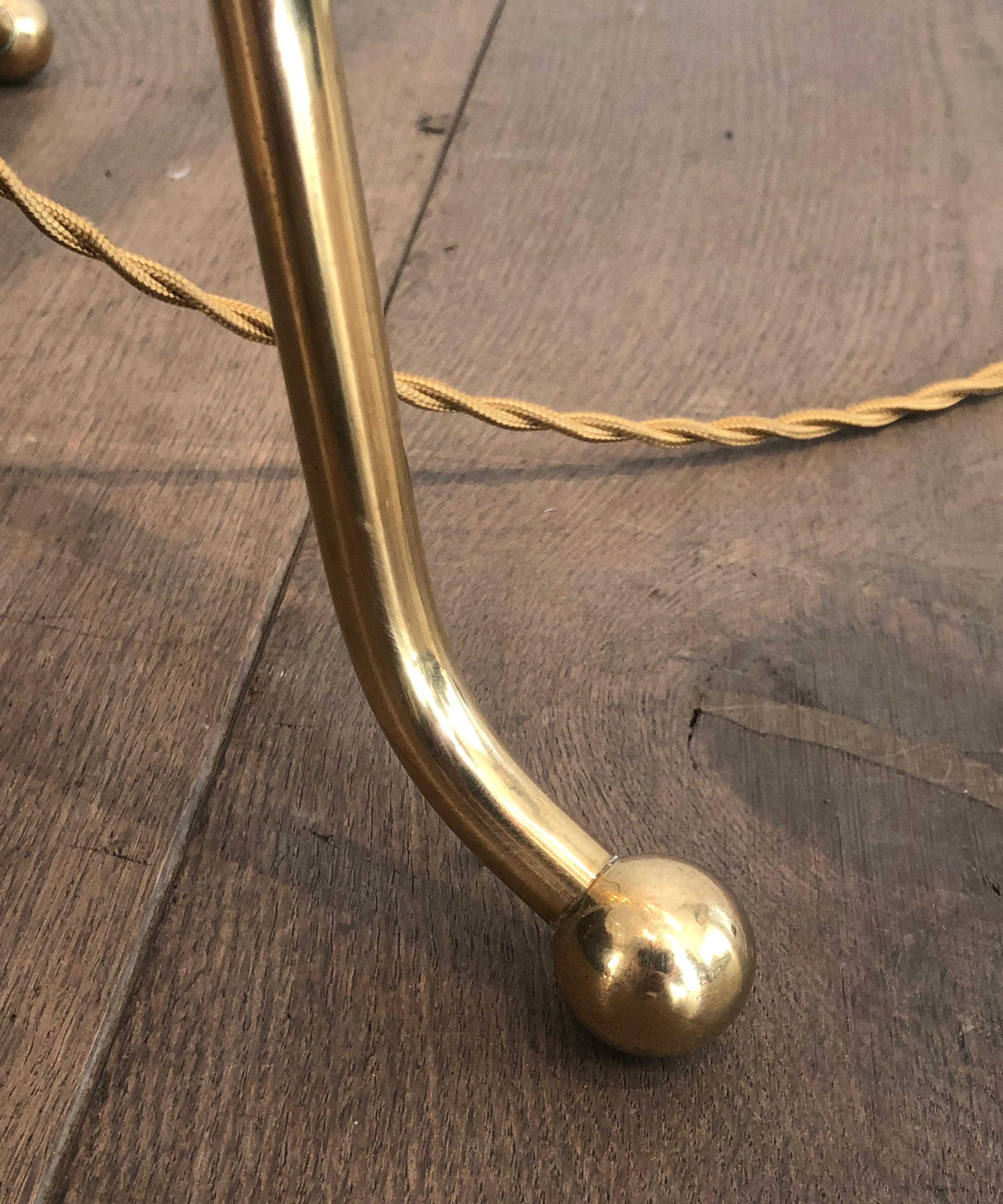 Tripode Brass Floor Lamp with 3 Arms, French Work by Maison Jansen For Sale 12