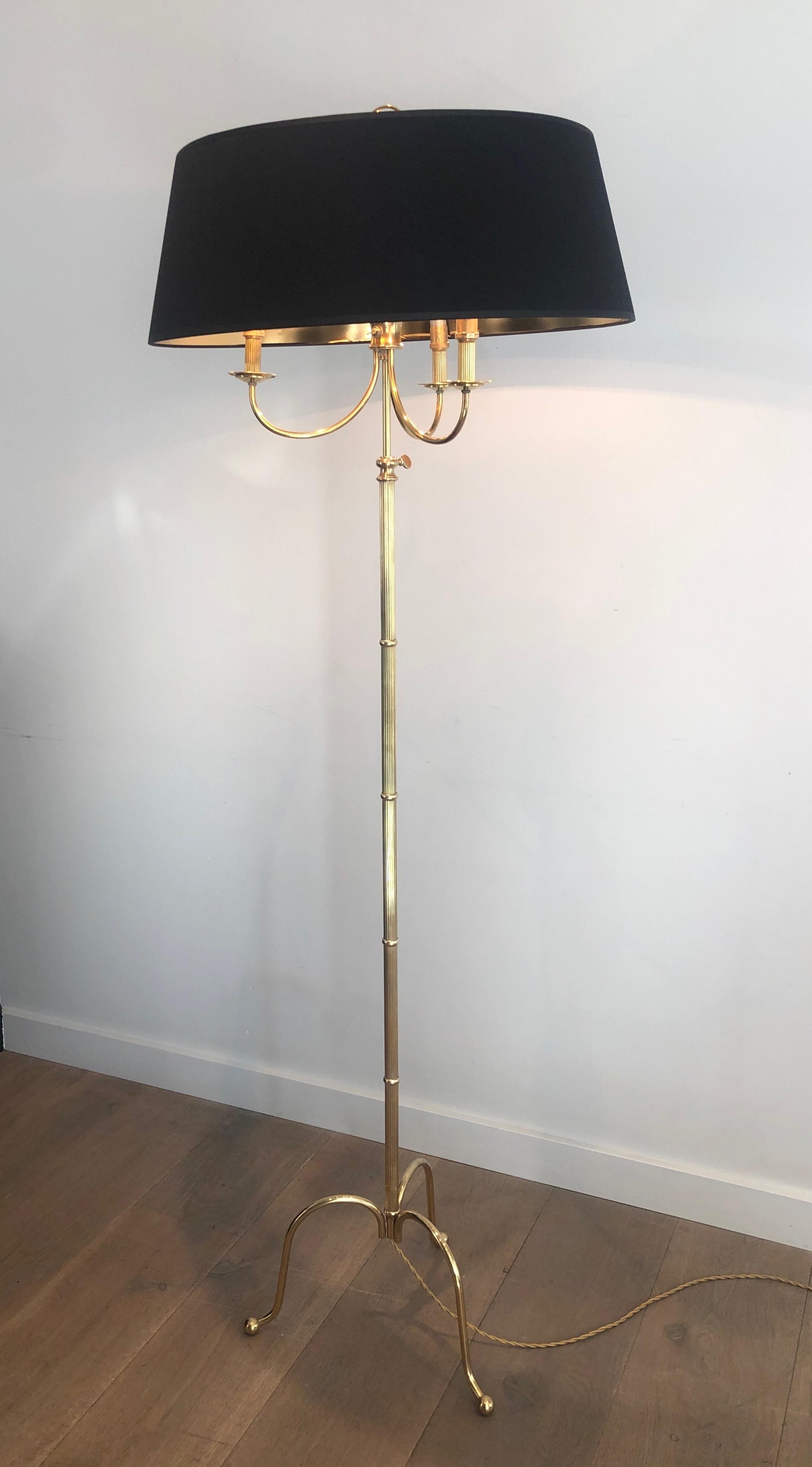 Tripode Brass Floor Lamp with 3 Arms, French Work by Maison Jansen For Sale 13