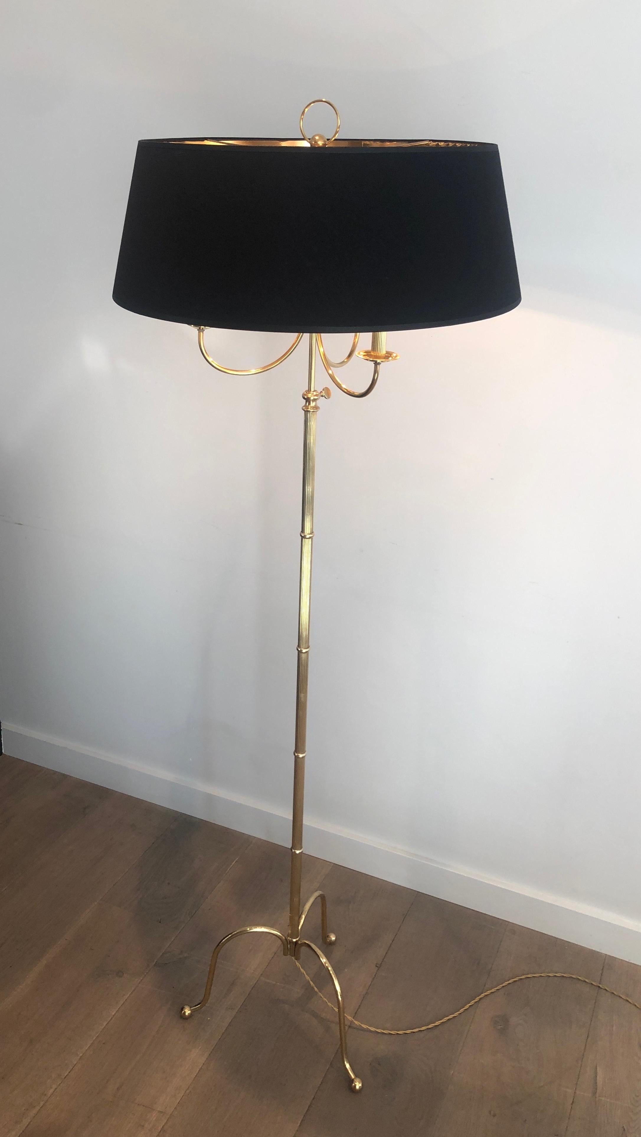 Tripode Brass Floor Lamp with 3 Arms, French Work by Maison Jansen For Sale 14