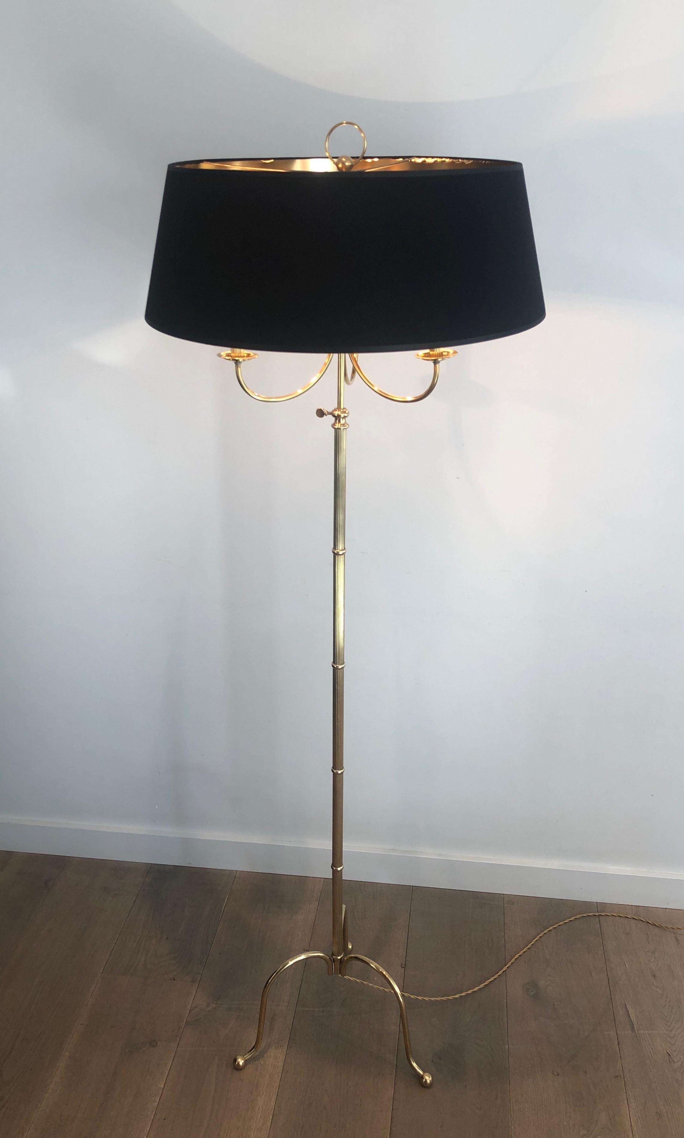Neoclassical Tripode Brass Floor Lamp with 3 Arms, French Work by Maison Jansen For Sale