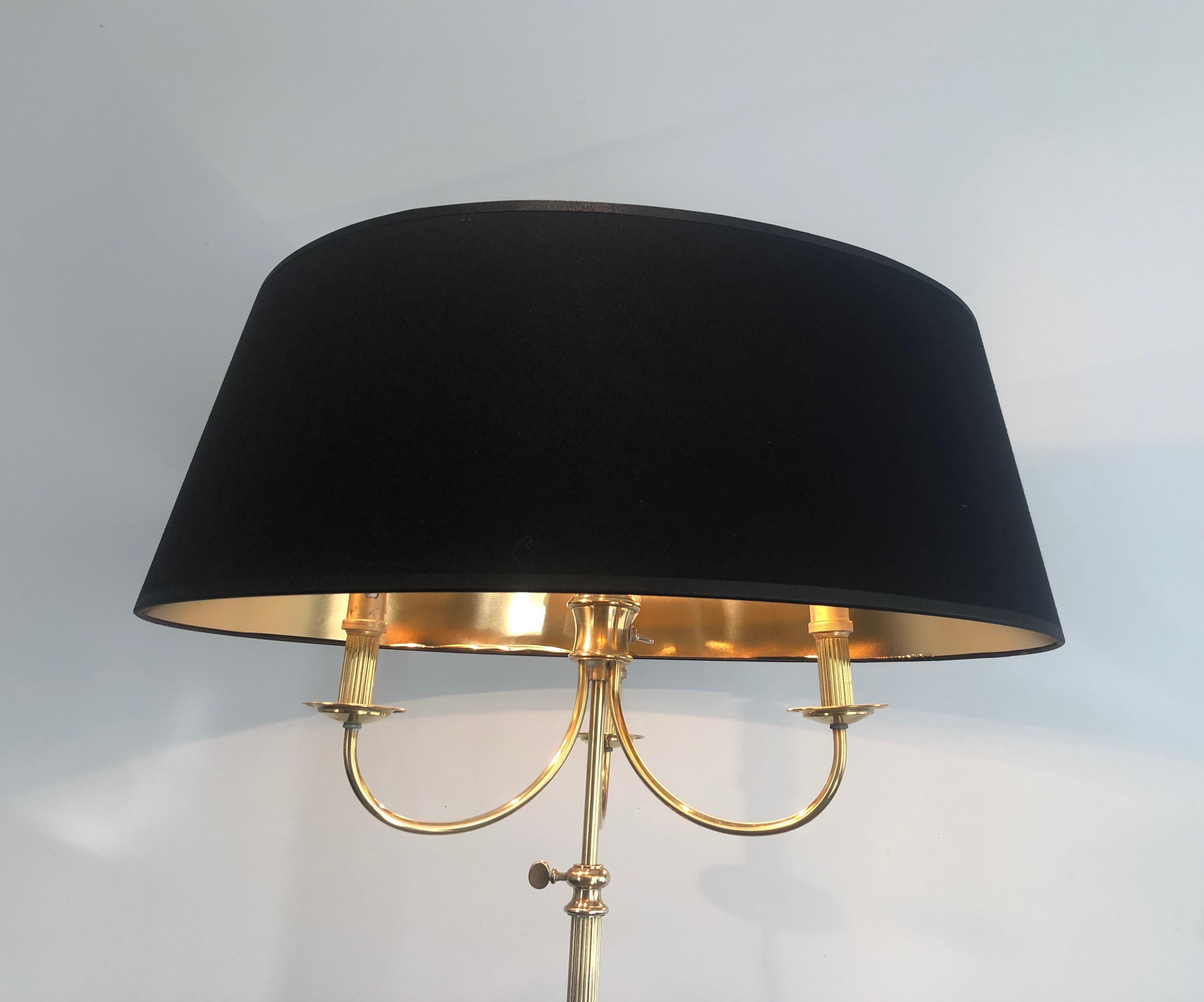 Mid-20th Century Tripode Brass Floor Lamp with 3 Arms, French Work by Maison Jansen For Sale