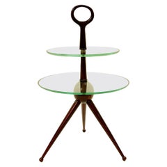 Table d'appoint à trois pieds en acajou de Cesare Lacca, Italie, vers 1950