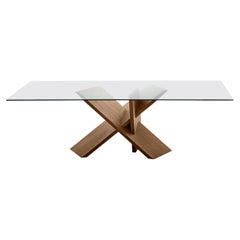 Tripode Table in Glass Top with Canaletto Walnut Legs by Luigi Semeraro