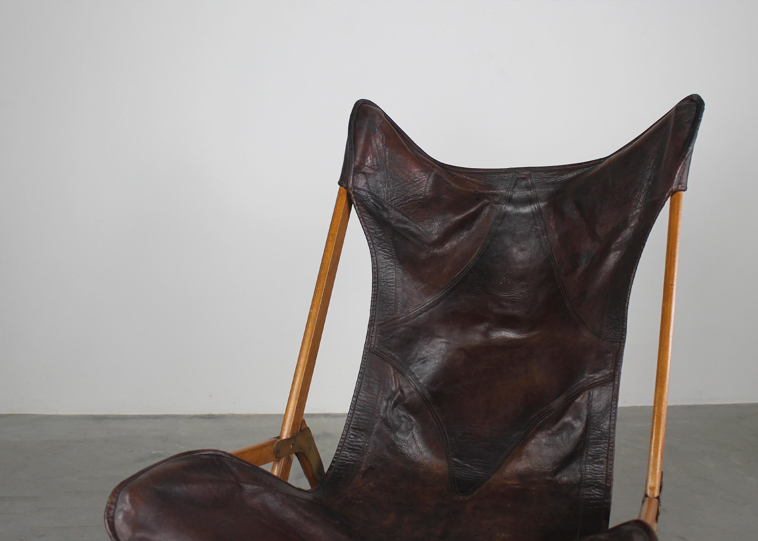 Altro Sedia Foldes Tripolina in legno e pelle di Paolo Vigano anni '30 in vendita