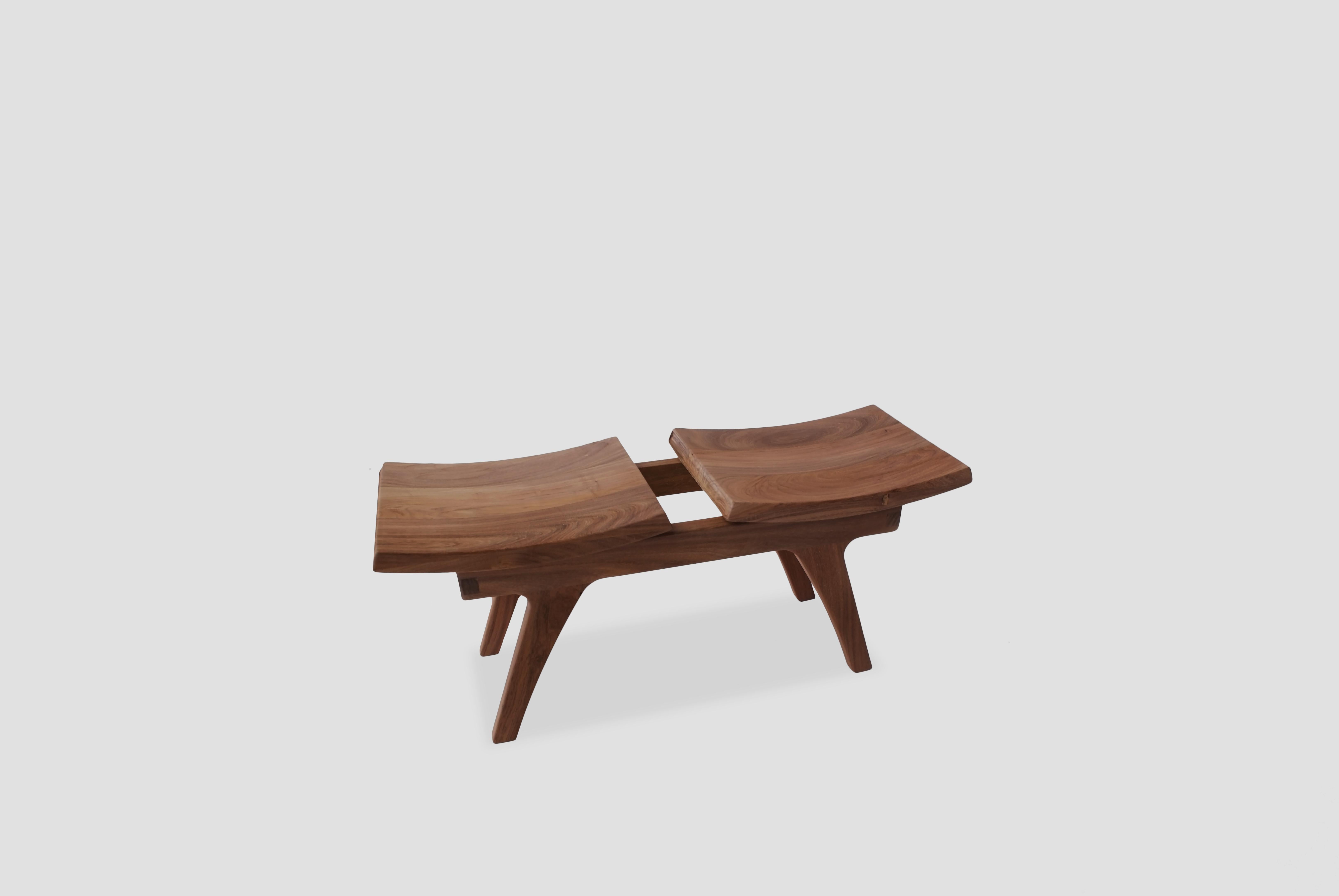 Mexican Tripot, Solid Walnut Wood Bench, Stool with One Seats