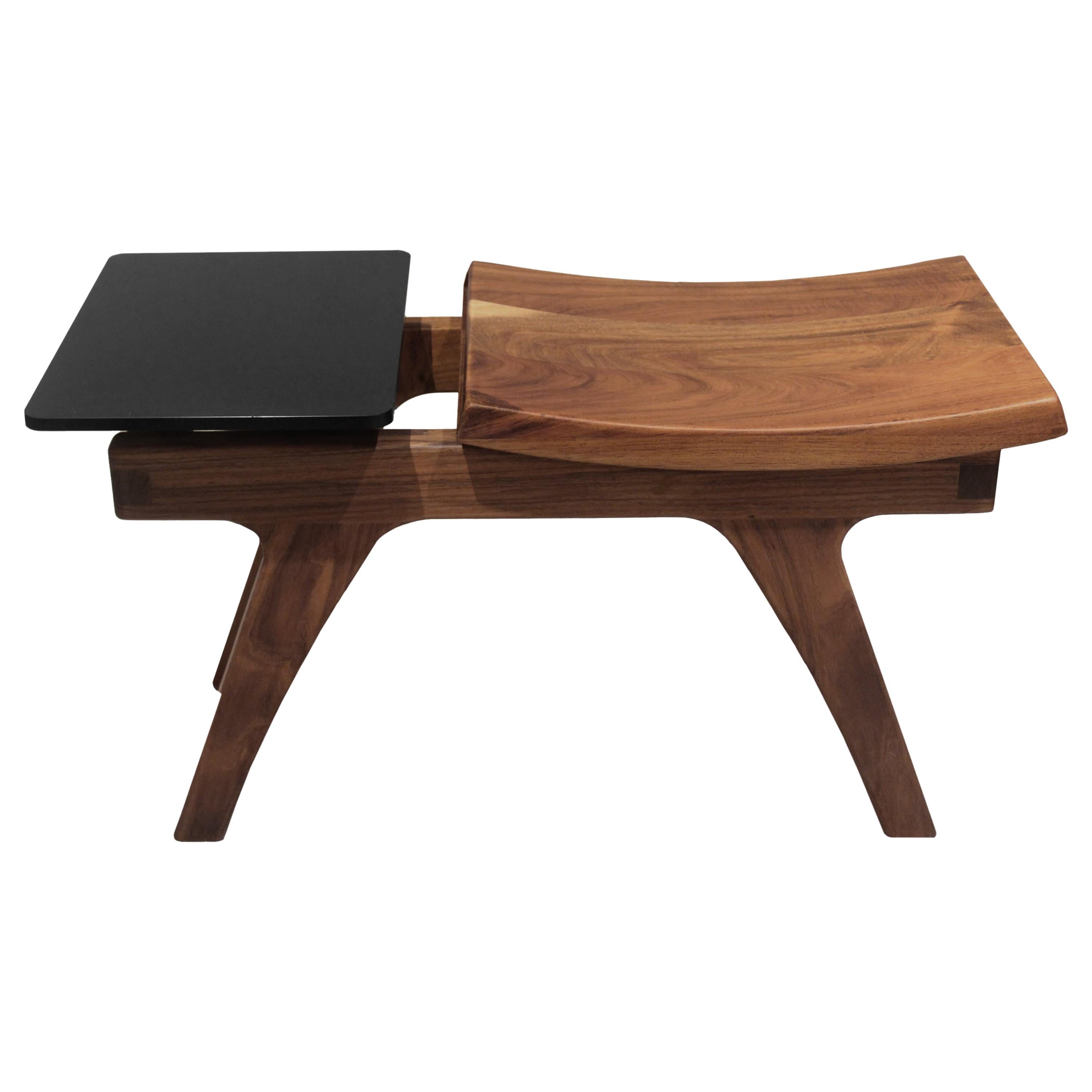 Tripot, Solid Walnut Wood Bench, Stool with One Seats
