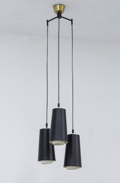 Trippel Pendant in Black and Brass by Luco, Sweden, 1950s