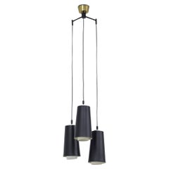 Trippel Pendant in Black and Brass by Luco, Sweden, 1950s