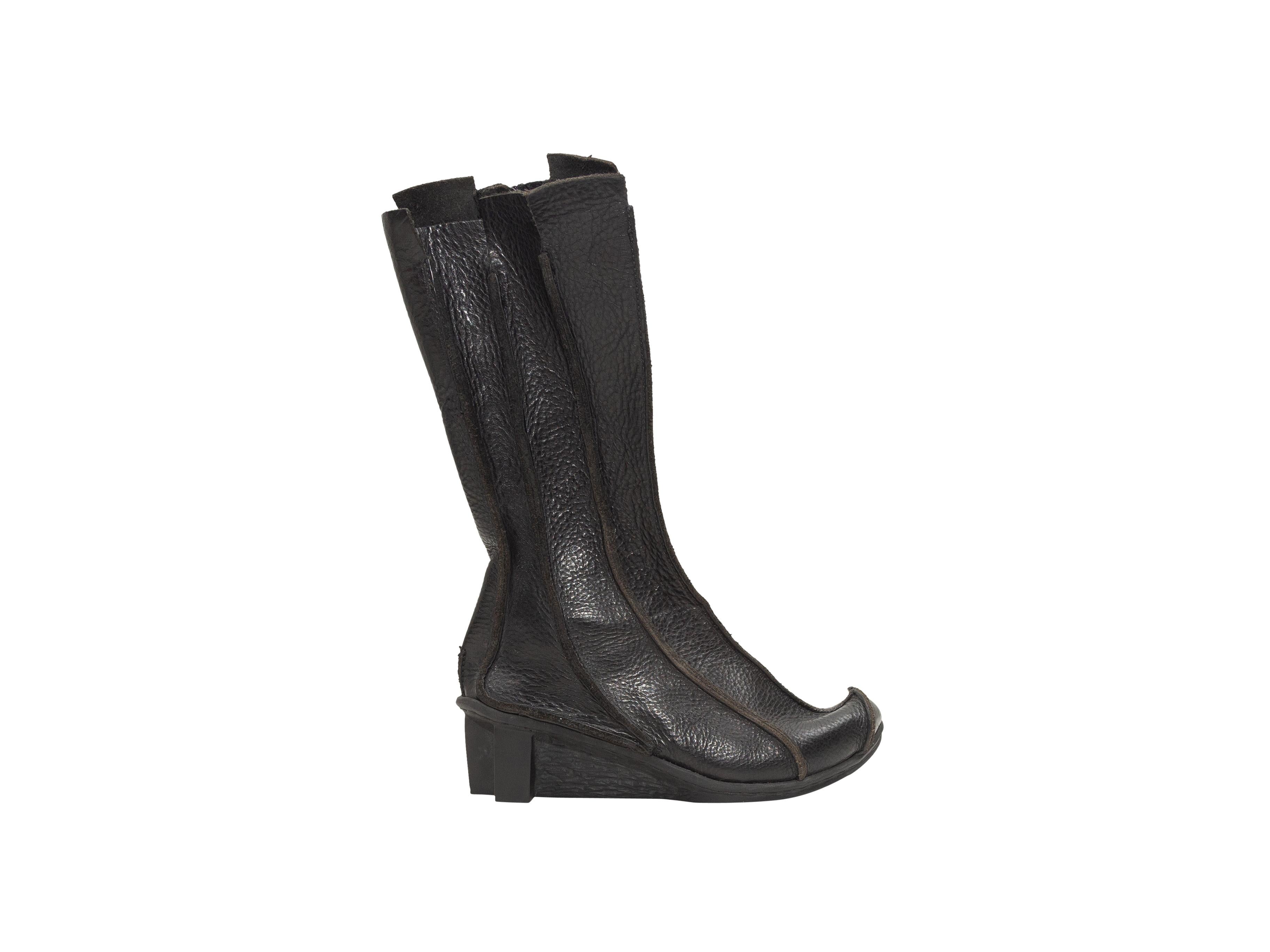 Trippen Black Leather Panel Wedge Boots 1