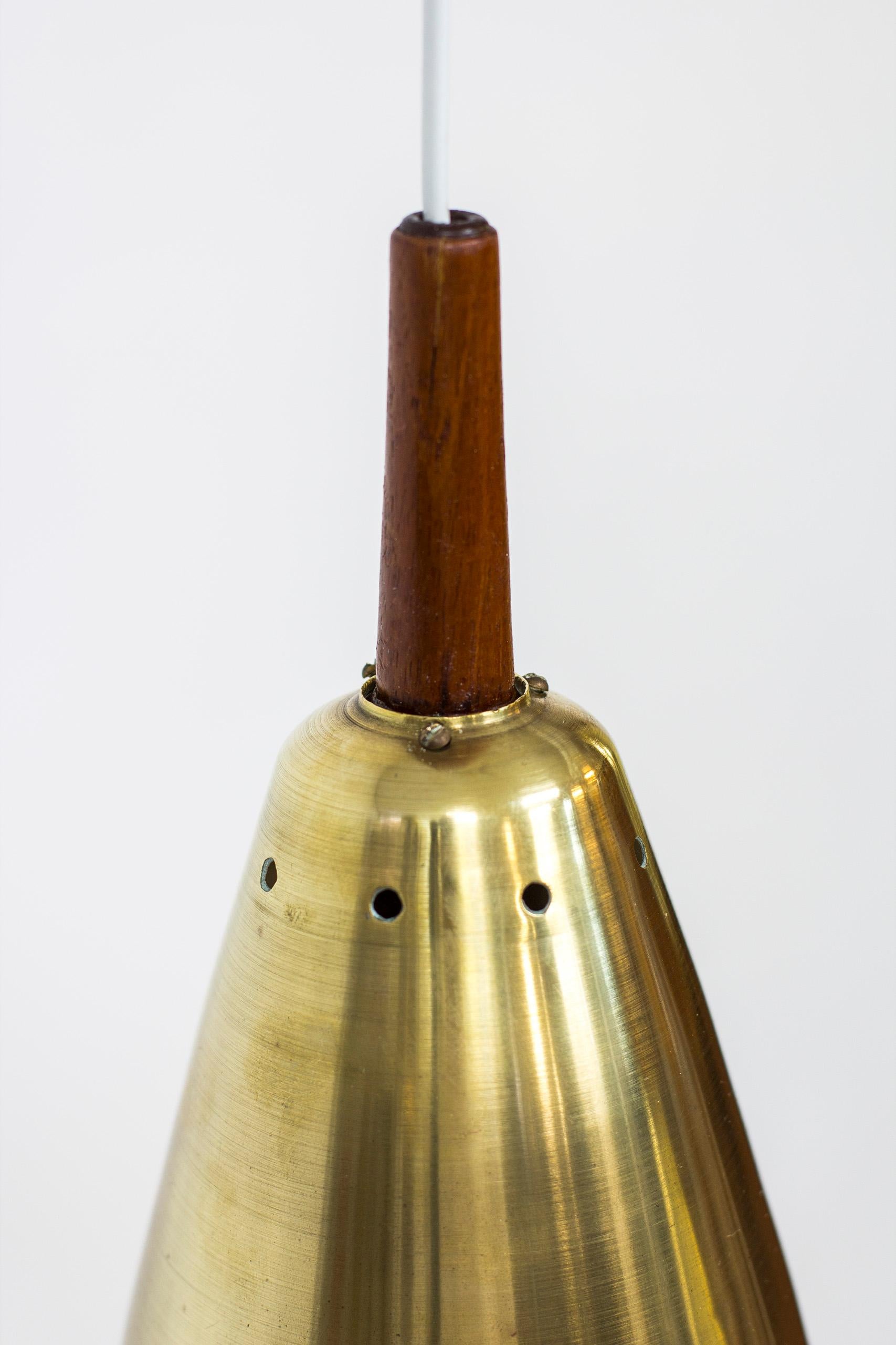 Tripple brass pendant lamp by Hans-Agne Jakobsson, Sweden, 1950s 2