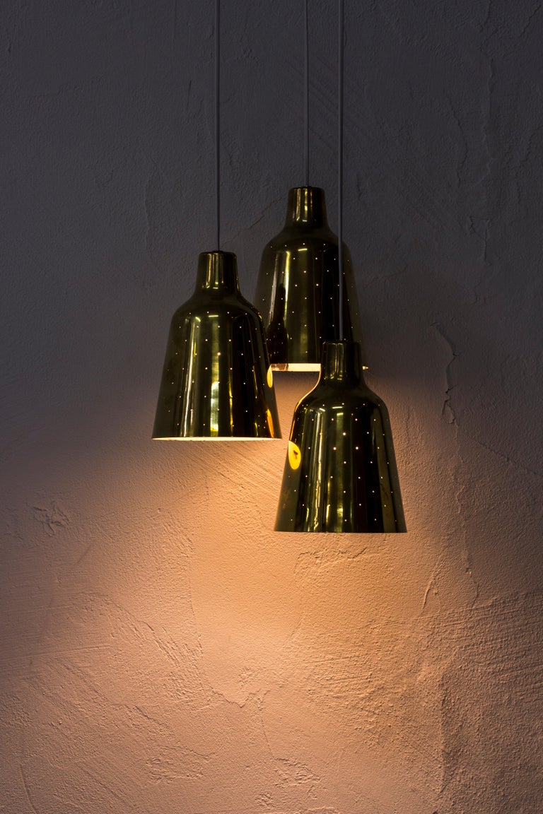 Tripple Ceiling Lamp by Hans Bergström for Ateljé Lyktan, Sweden, 1940s For Sale 1
