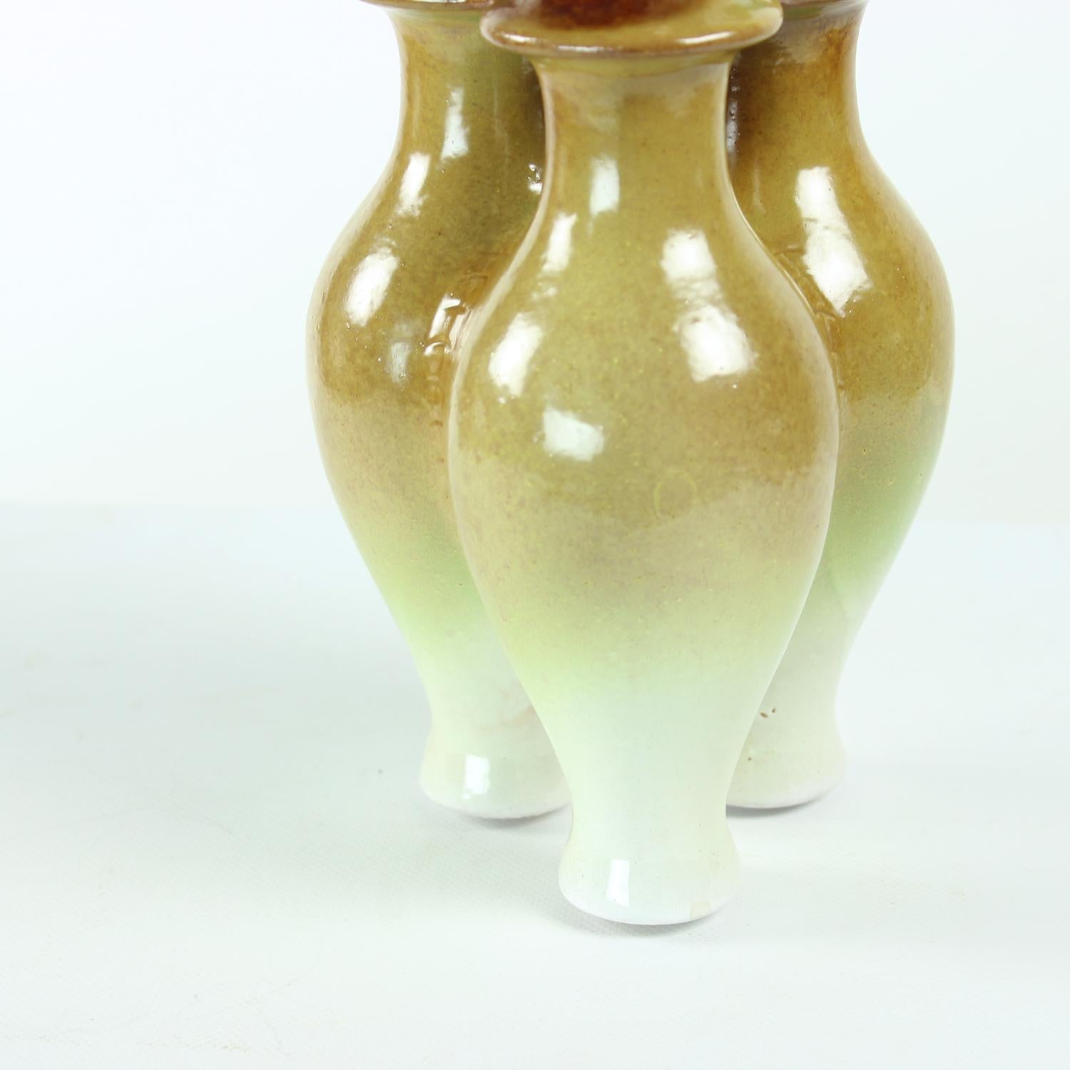 Ceramica Vaso triplo in ceramica, Cecoslovacchia 1960 in vendita