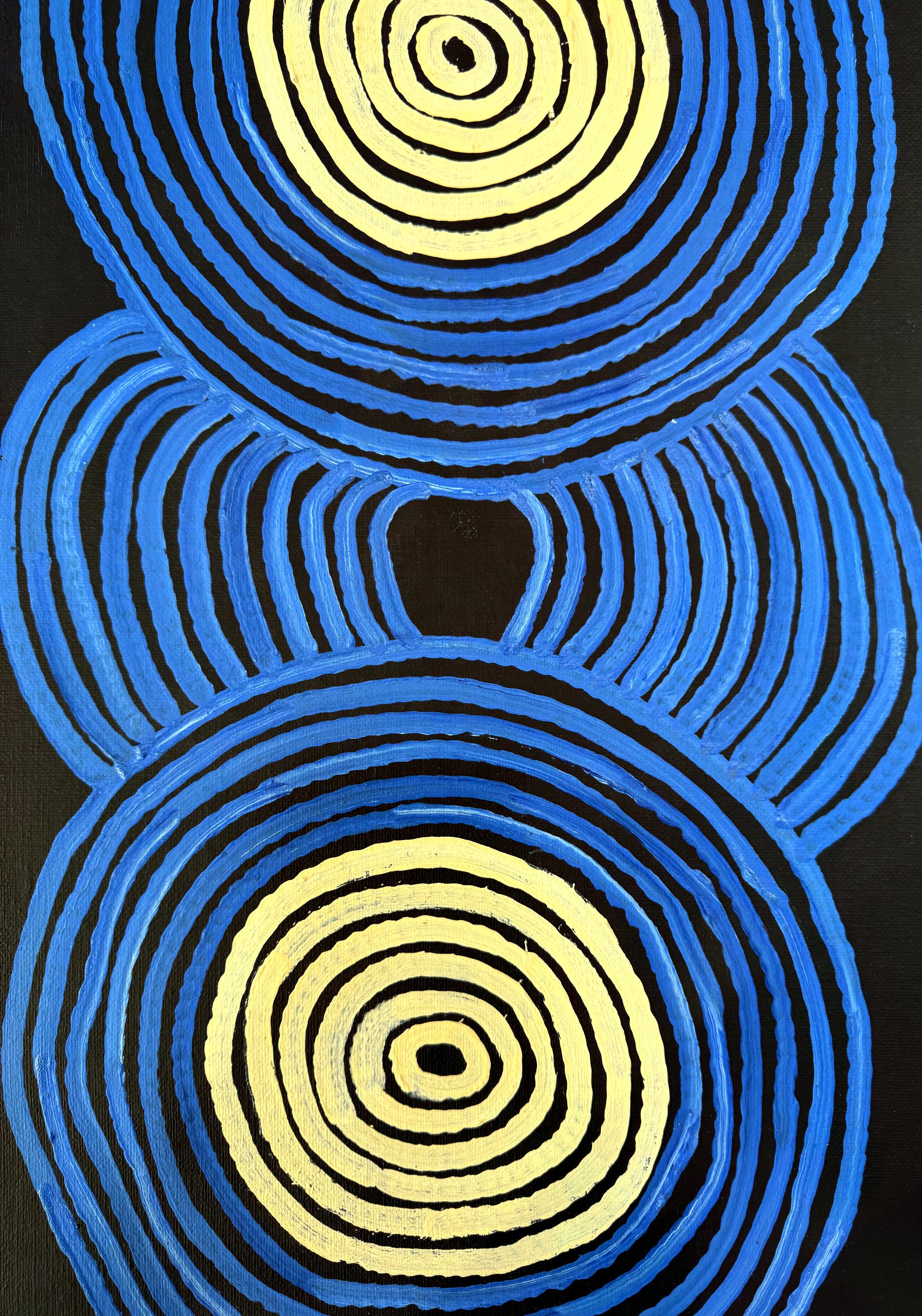Triptych Australian Aboriginal Paintings Tingari Ronnie Tjampitjinpa For Sale 4