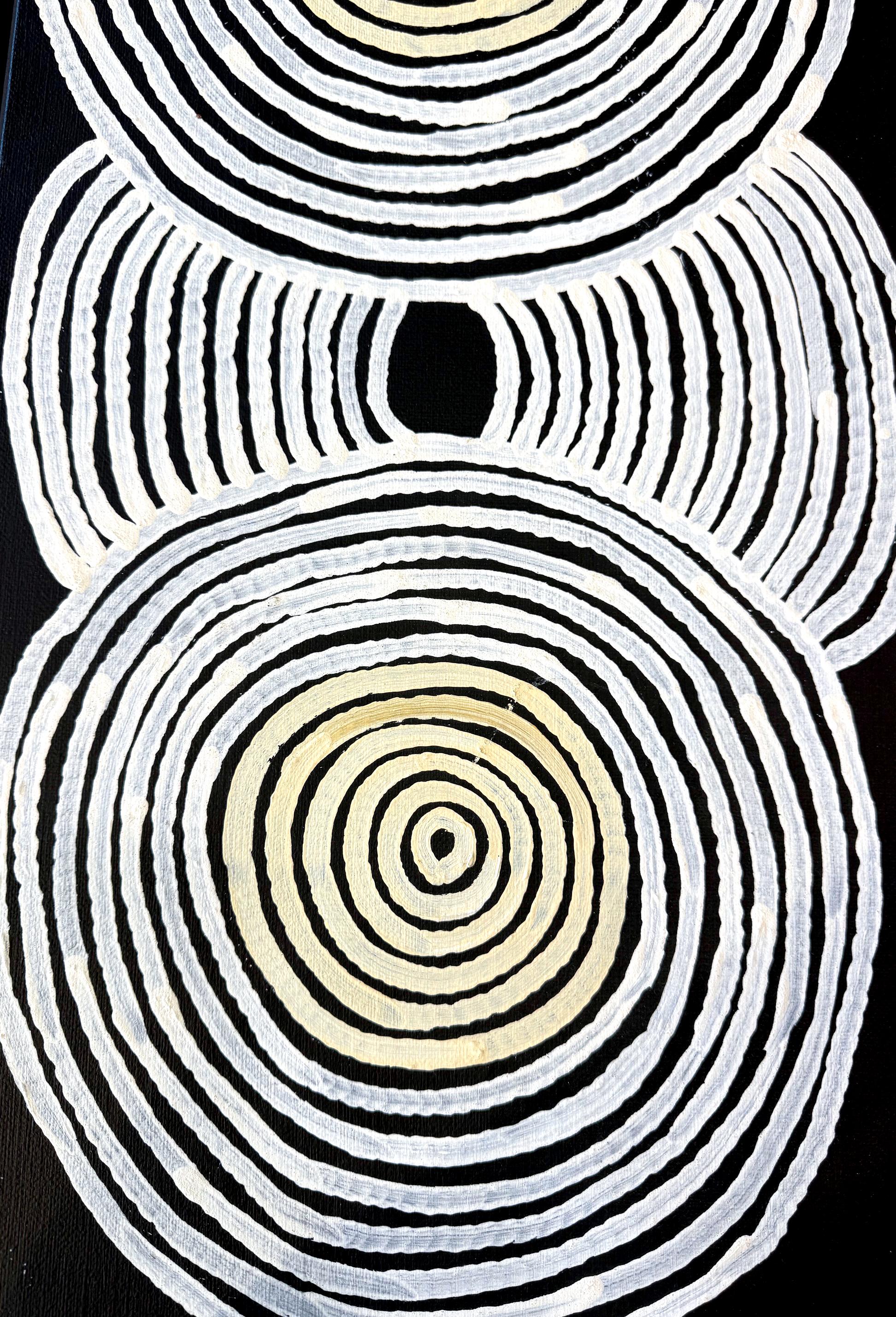 Triptych Australian Aboriginal Paintings Tingari Ronnie Tjampitjinpa For Sale 6