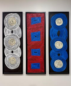Triptyque de peintures aborigènes australiennes Tingari Ronnie Tjampitjinpa