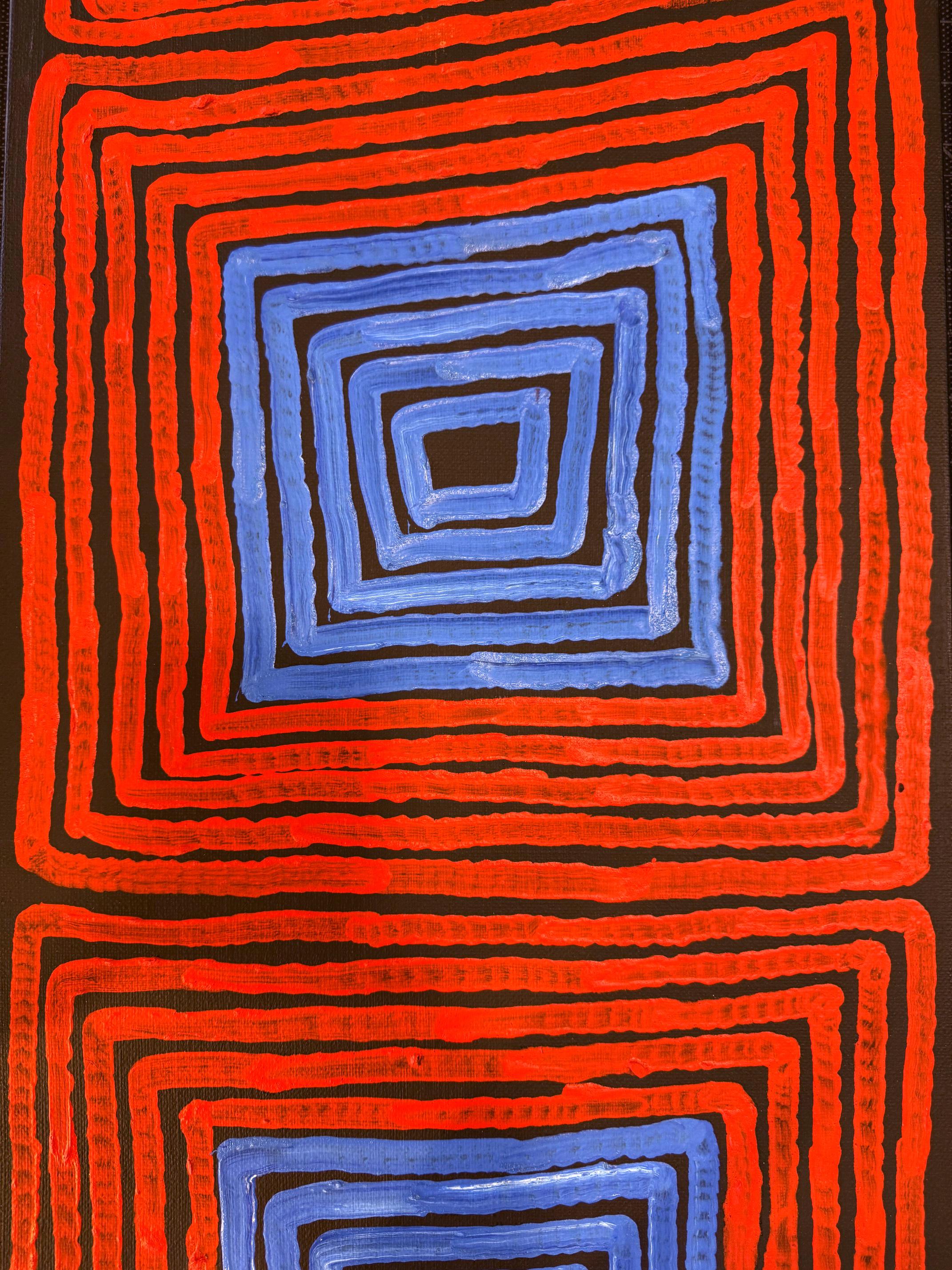 Triptych Australian Aboriginal Paintings Tingari Ronnie Tjampitjinpa For Sale 2