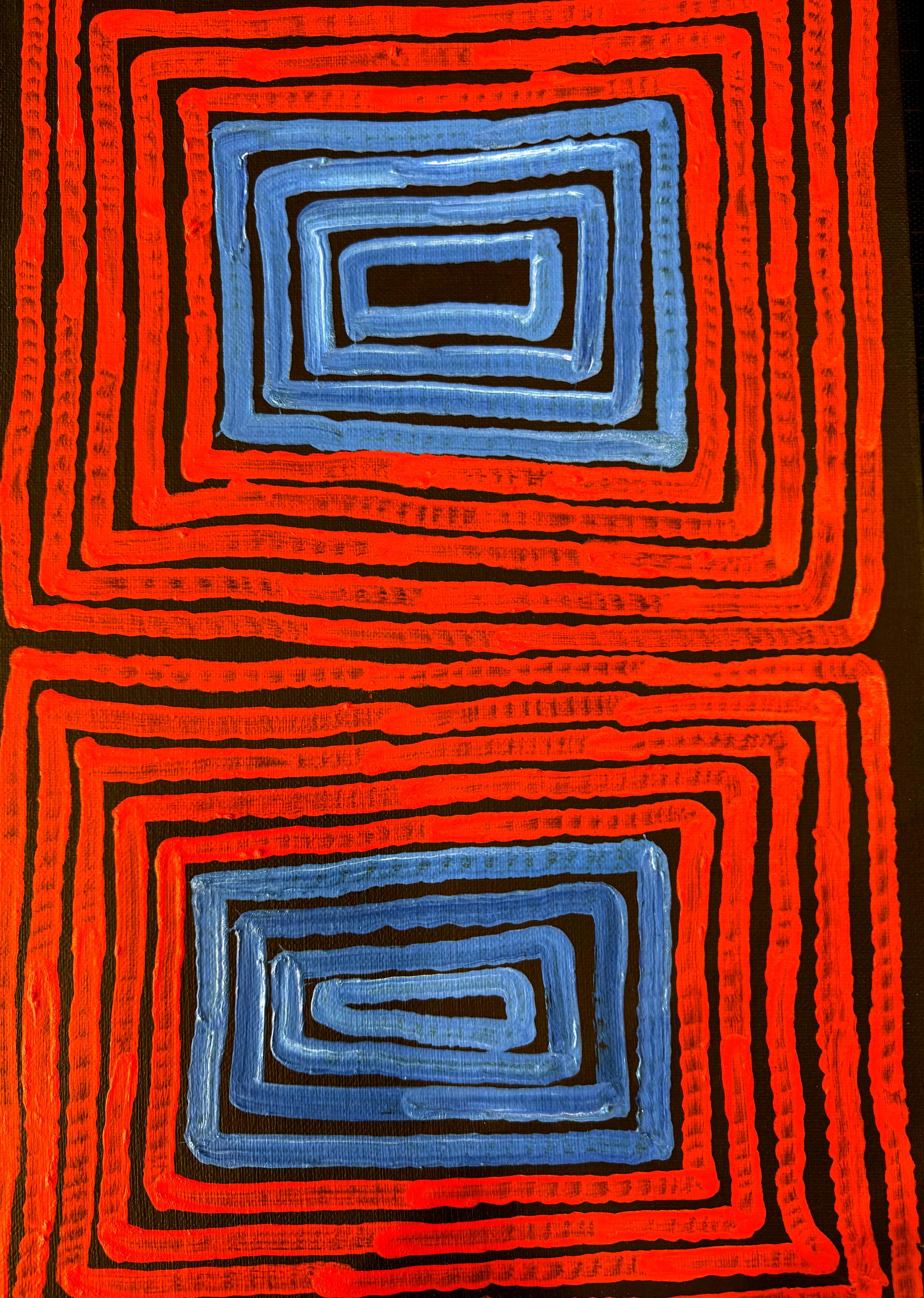 Triptych Australian Aboriginal Paintings Tingari Ronnie Tjampitjinpa For Sale 3