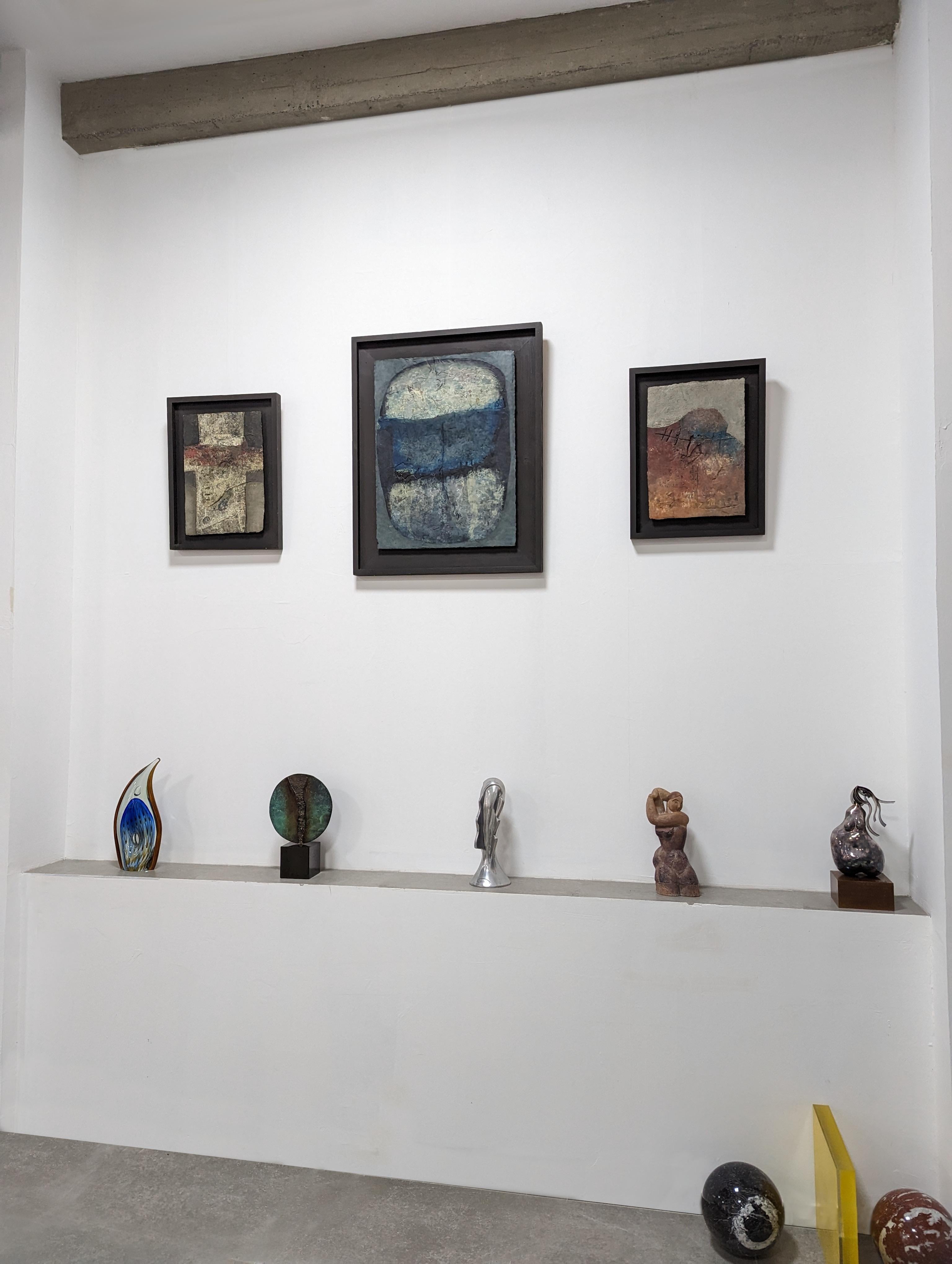 Fantastische Reihe von 3 Werken des Künstlers aus Malaga Antonio Jiménez (1945-2011) signiert und datiert 1984 und 1992, in gemischter Technik in Öl auf Materie gemacht, die Verbesserung der Arbeit durch die fabelhafte ursprüngliche schwimmende