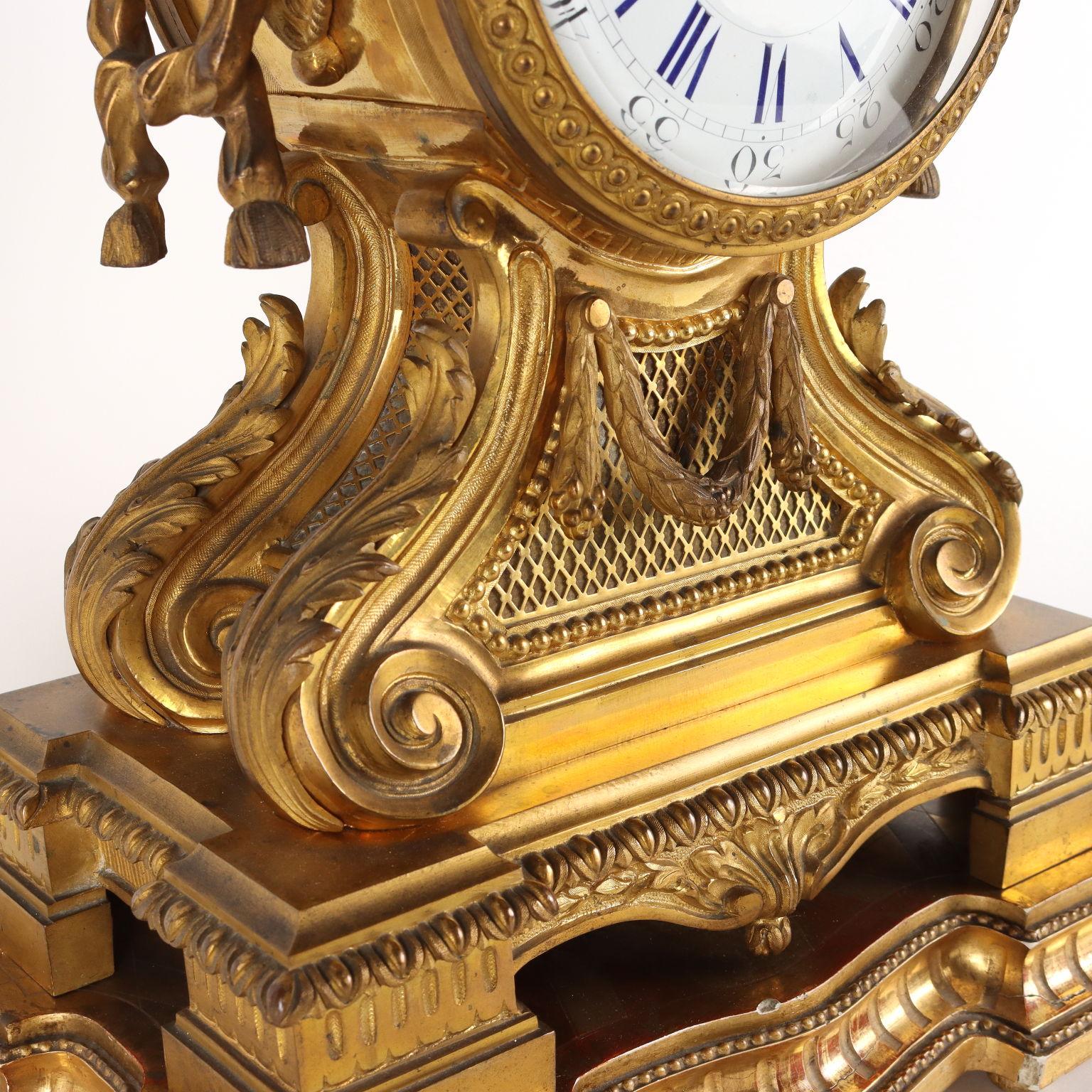 19th Century Triptych Clock G. Philippe Palais Royal, 66-67, XIXth century For Sale