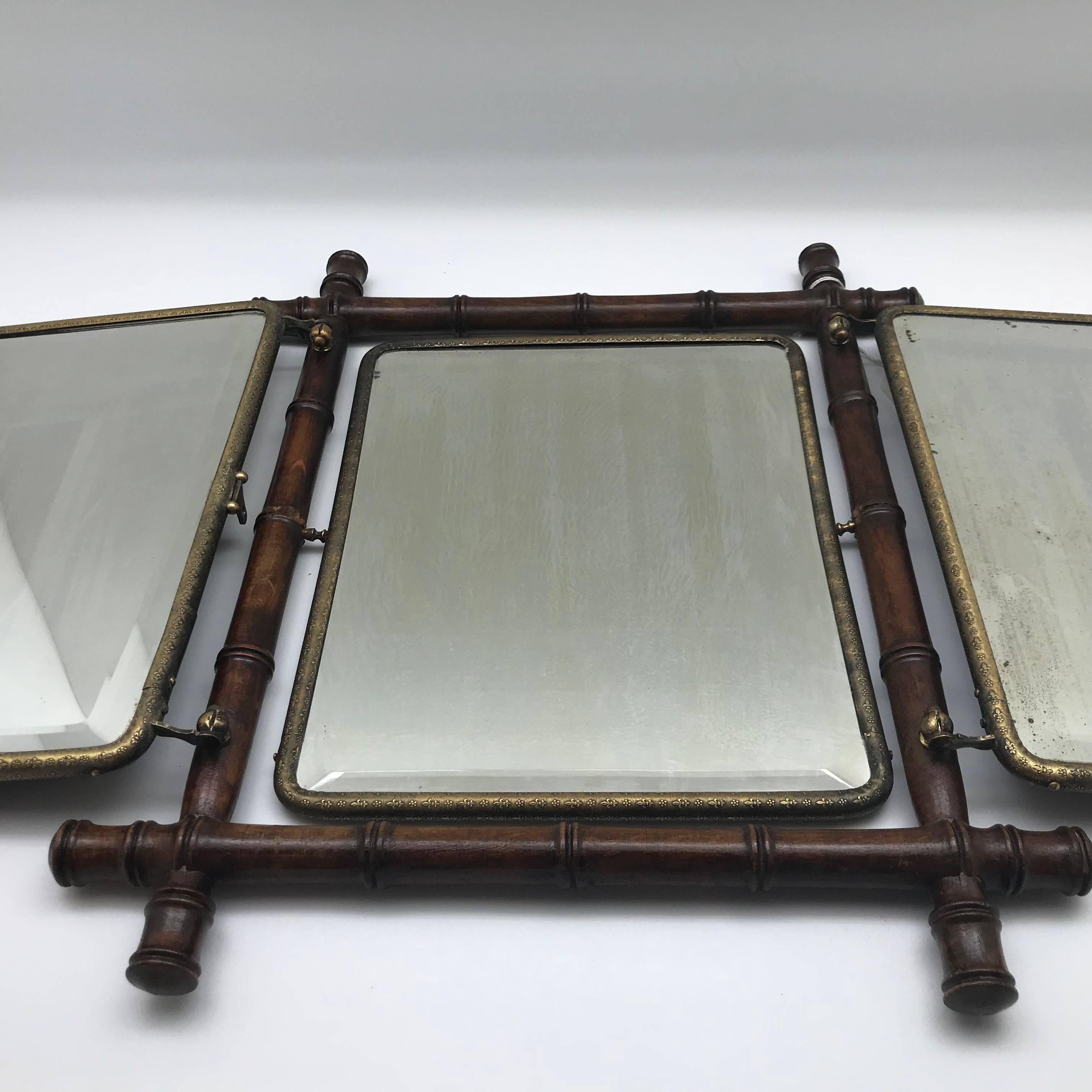 Triptych Folding Traveling Shaving Mirror, Late 19th-Early 20th Century 3