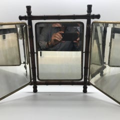 Triptych Folding Traveling Shaving Mirror, Late 19th-Early 20th Century