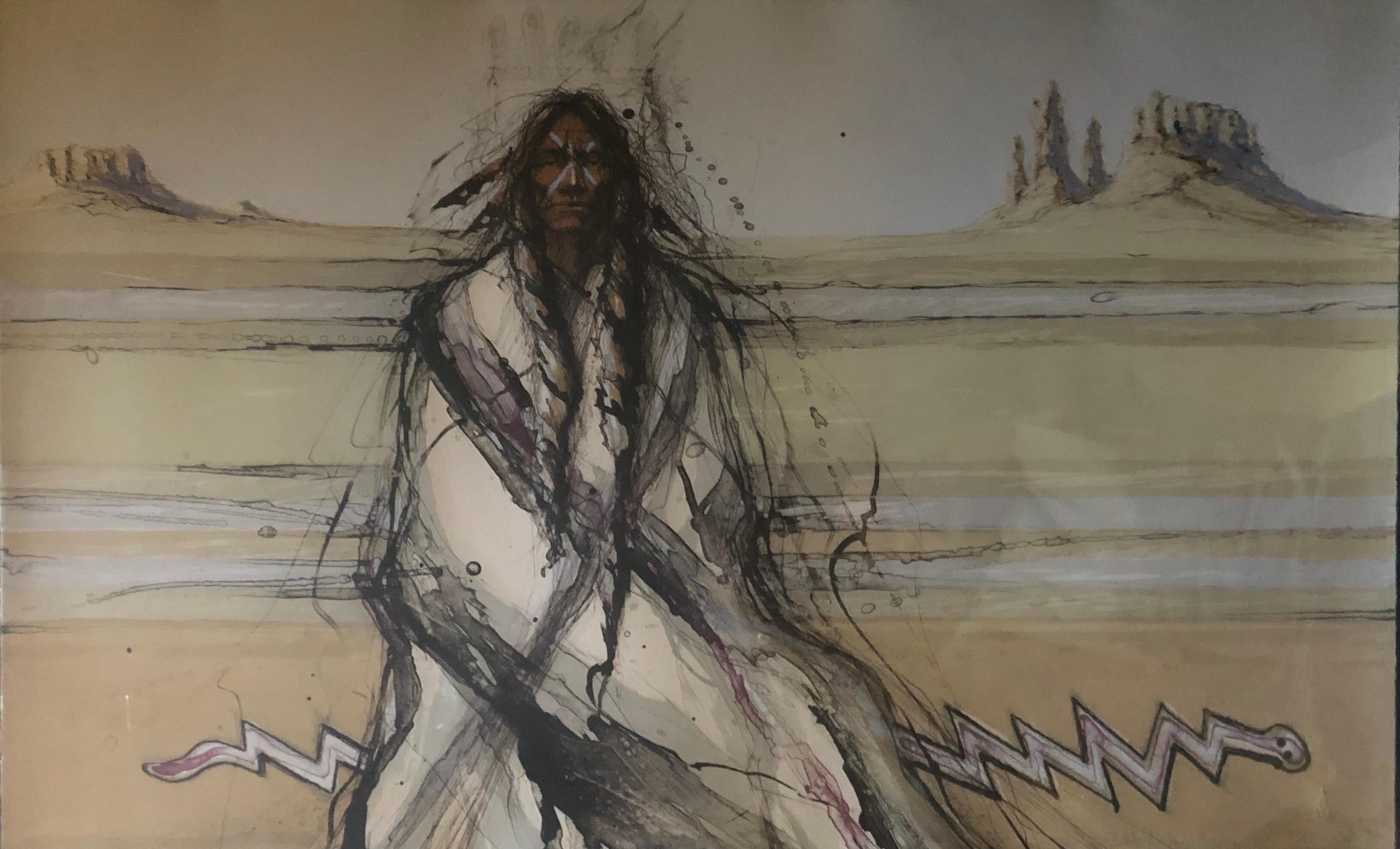 Papier Triptyque lithographie en édition limitée « Snake Running Backwards » de Larry Fodor en vente