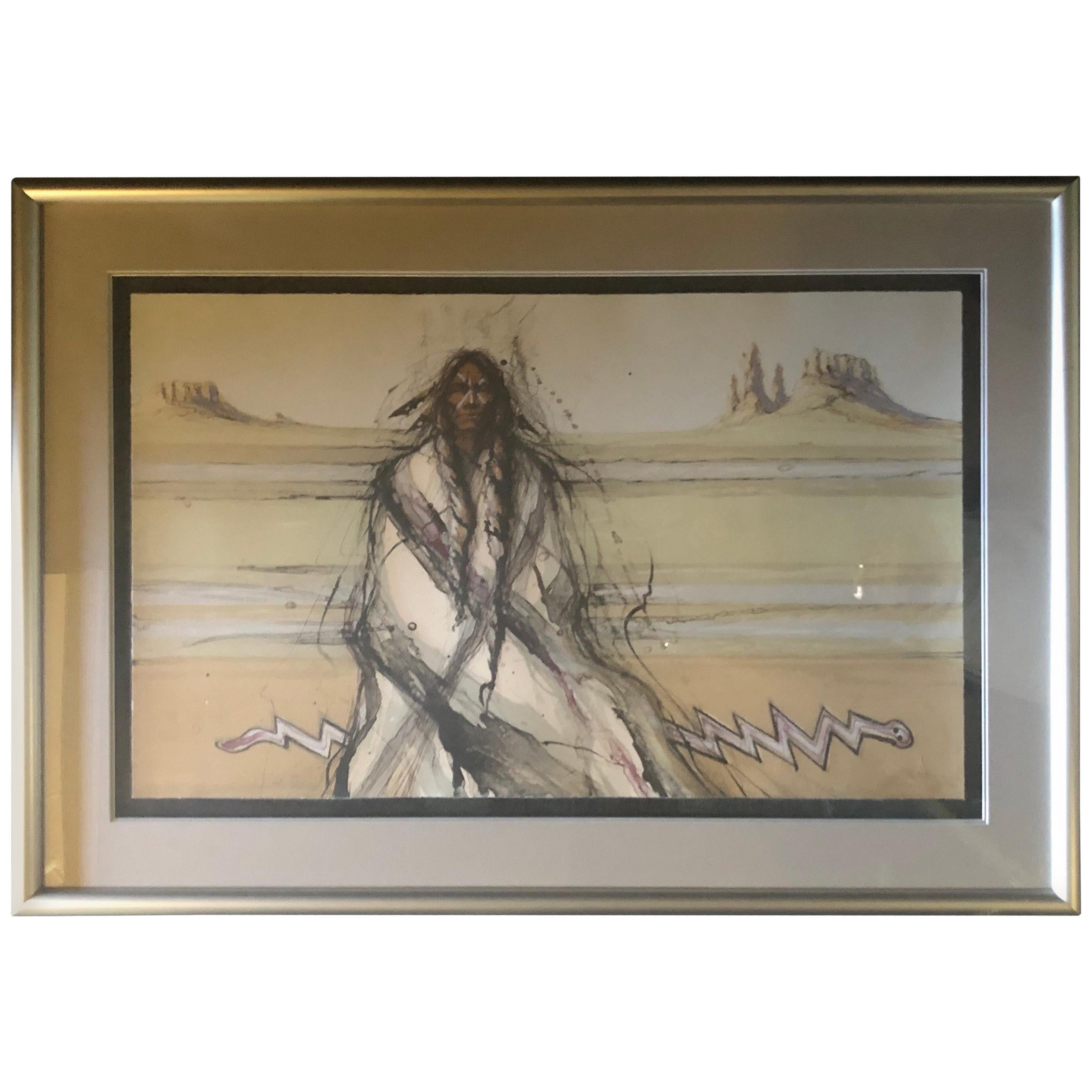 Triptych Limited Edition Lithographs "Snake Running Backwards" by Larry Fodor